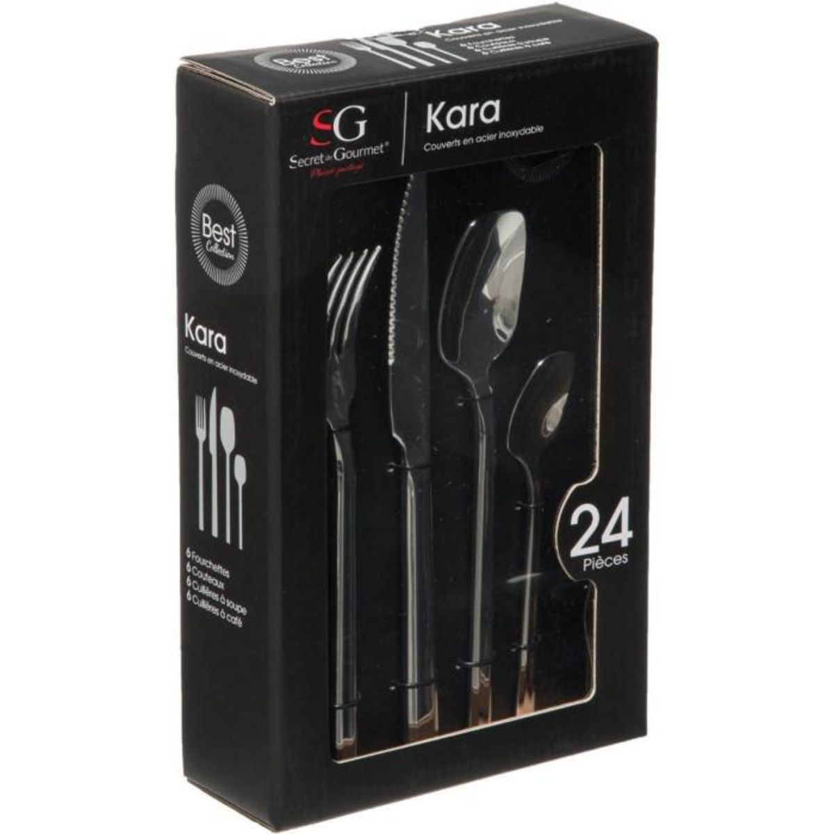SECRET DE GOURMET Ménagère Kara en Acier inoxydable - 24 pièces - Argent