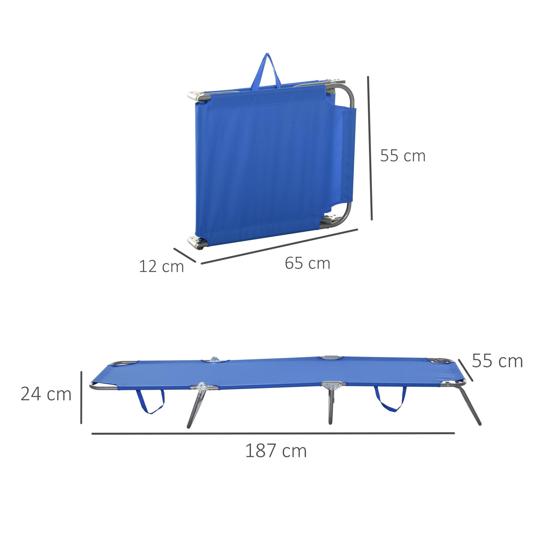 Voir la diapositive 3 : OUTSUNNY Bain de soleil transat pliable dossier réglable multipositions métal et polyester bleu