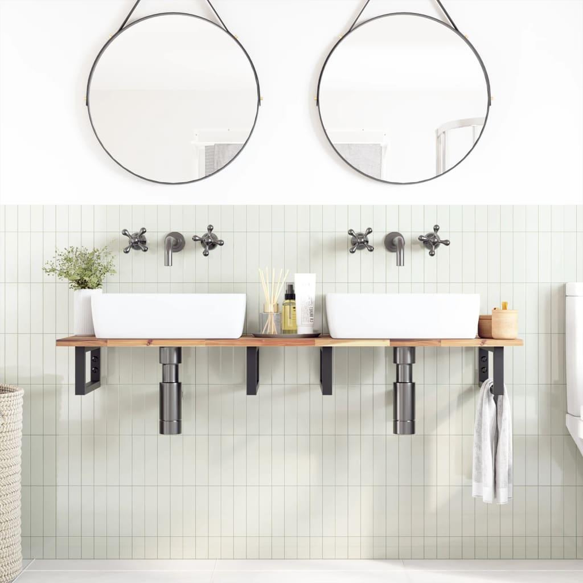Voir la diapositive 2 : VIDAXL Dessus de meuble de salle de bain non traite bois d'acacia