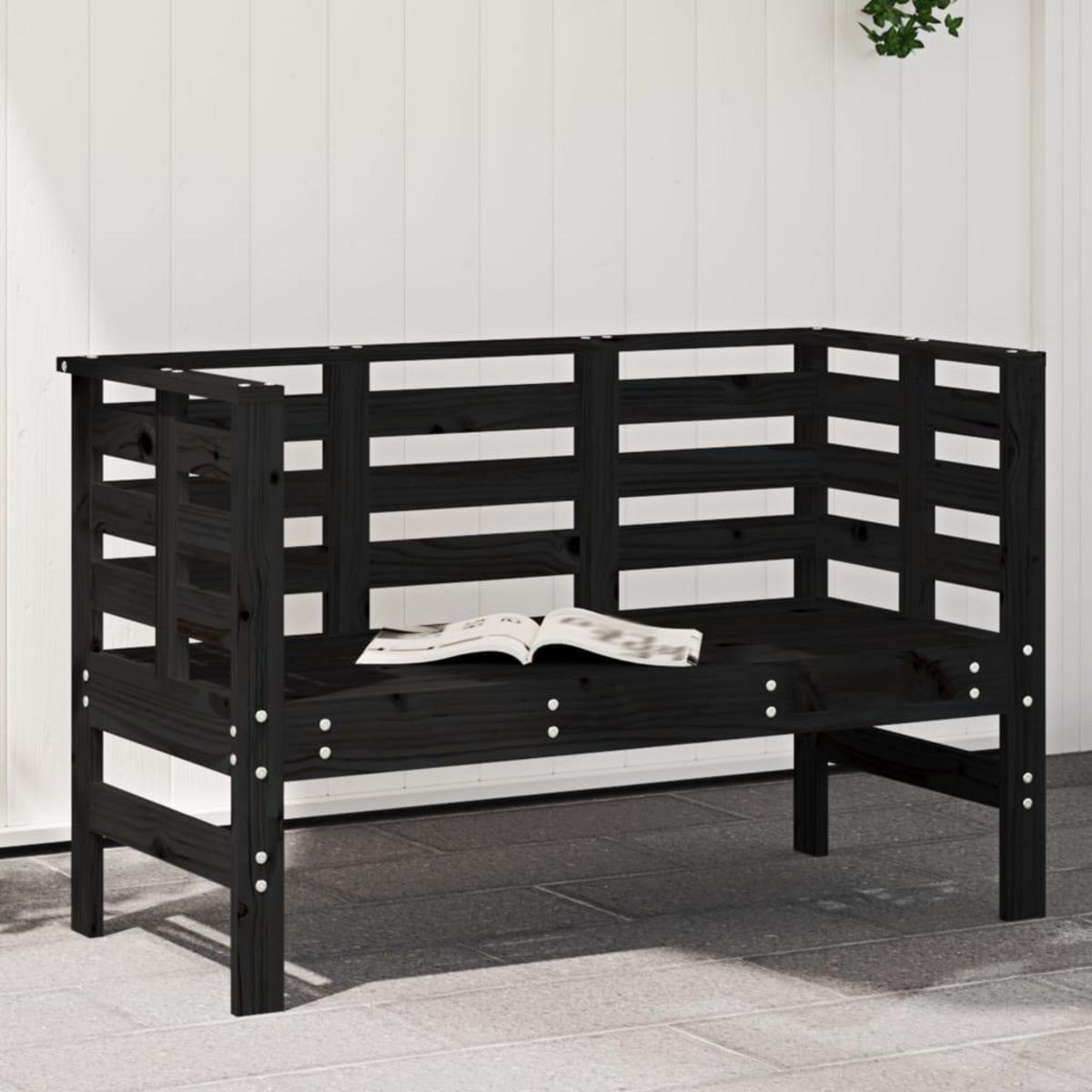 VIDAXL Banc de jardin noir 111,5x53x71 cm bois massif de pin
