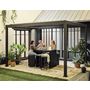 Voir la diapositive 4 : BEST MOBILIER Yoana – ensemble table haute et tabourets de jardin en résine noir - 6 places - coussins gris
