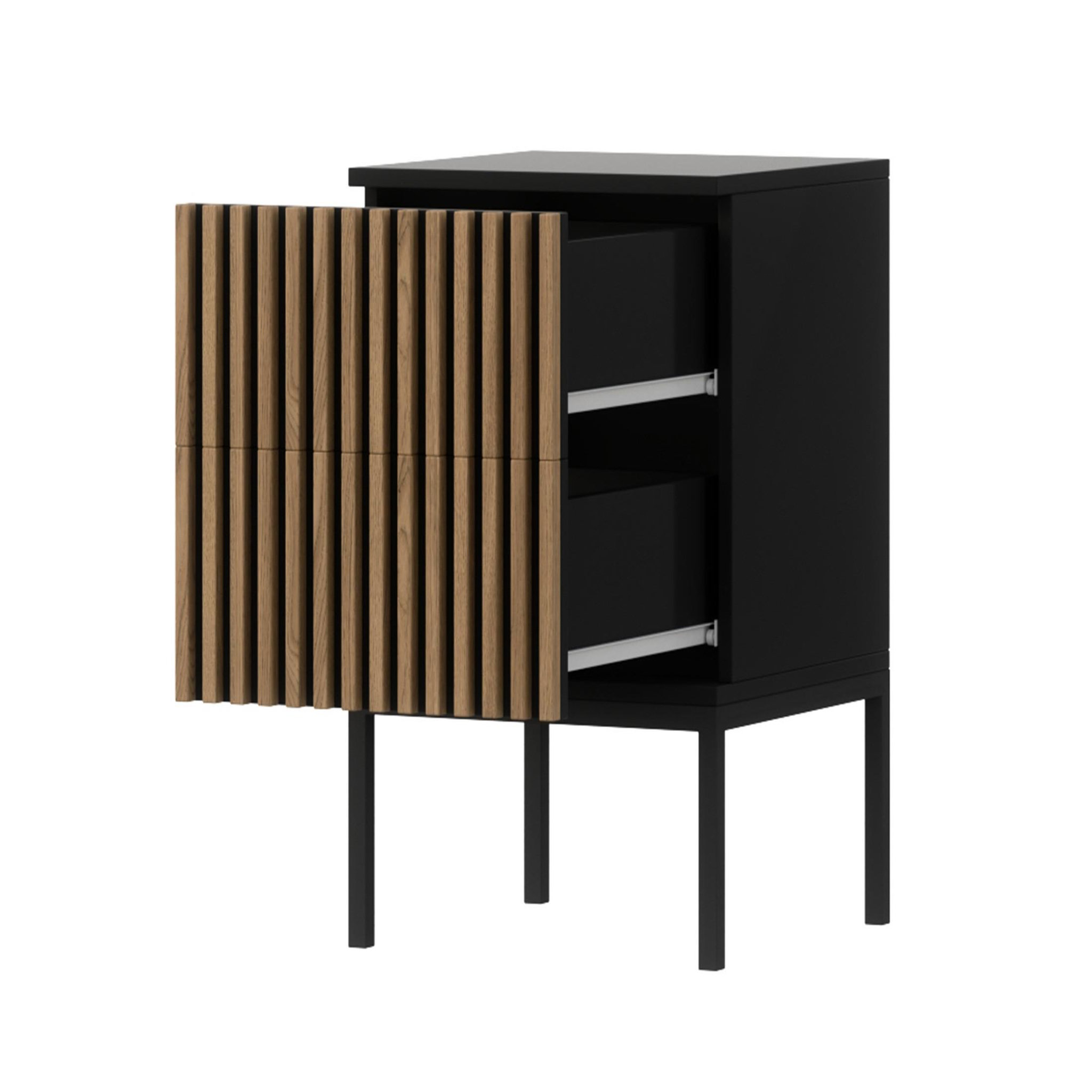 Voir la diapositive 5 : BEST MOBILIER Savanna - table de chevet - effet bois et noir - 40 cm
