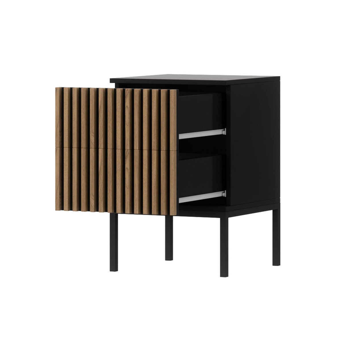 BEST MOBILIER Savanna - table de chevet - effet bois et noir - 40 cm