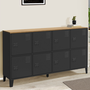 Voir la diapositive 2 : ID MARKET Buffet casier 139 cm ESTER 8 portes en métal noir plateau bois design industriel