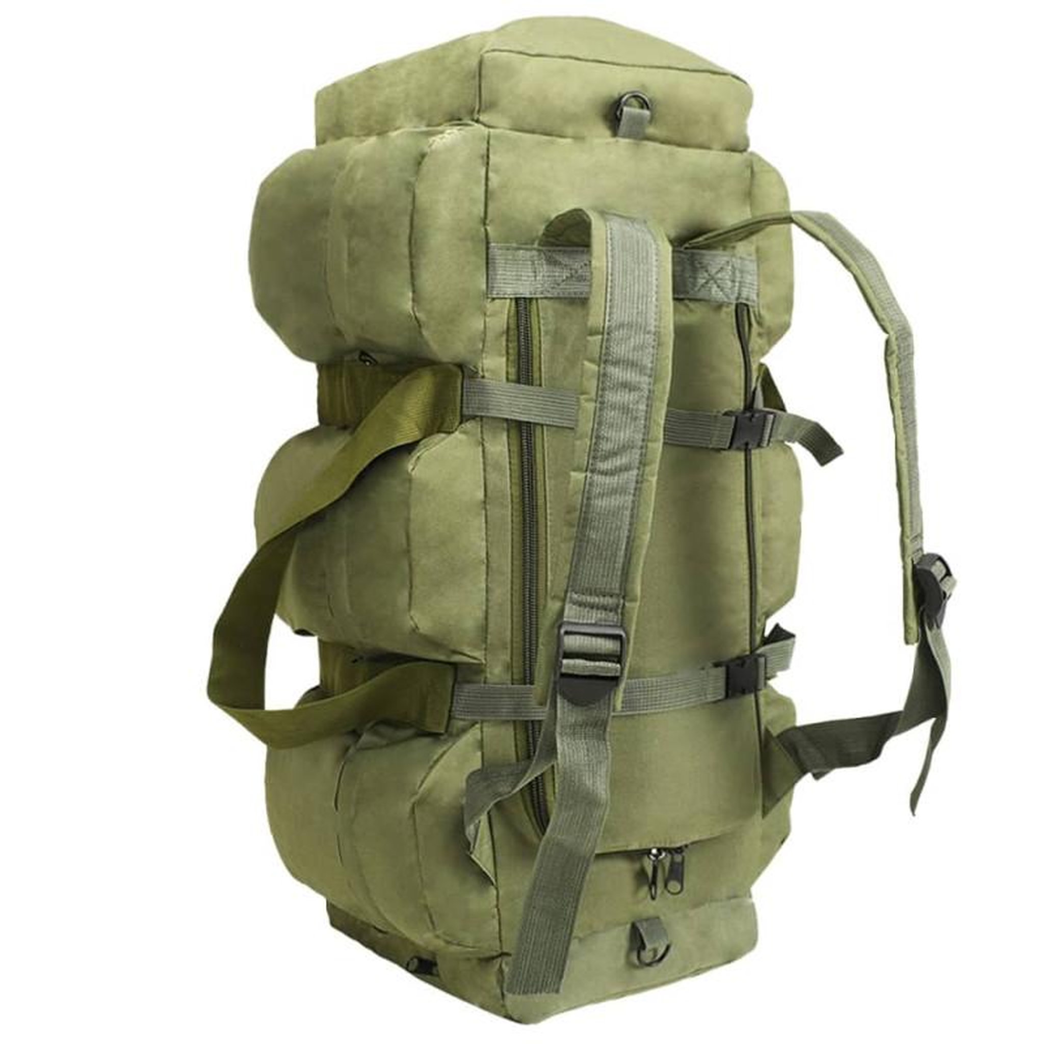 Voir la diapositive 3 : VIDAXL Sac de sport style militaire 3 en 1 90 L Vert olive