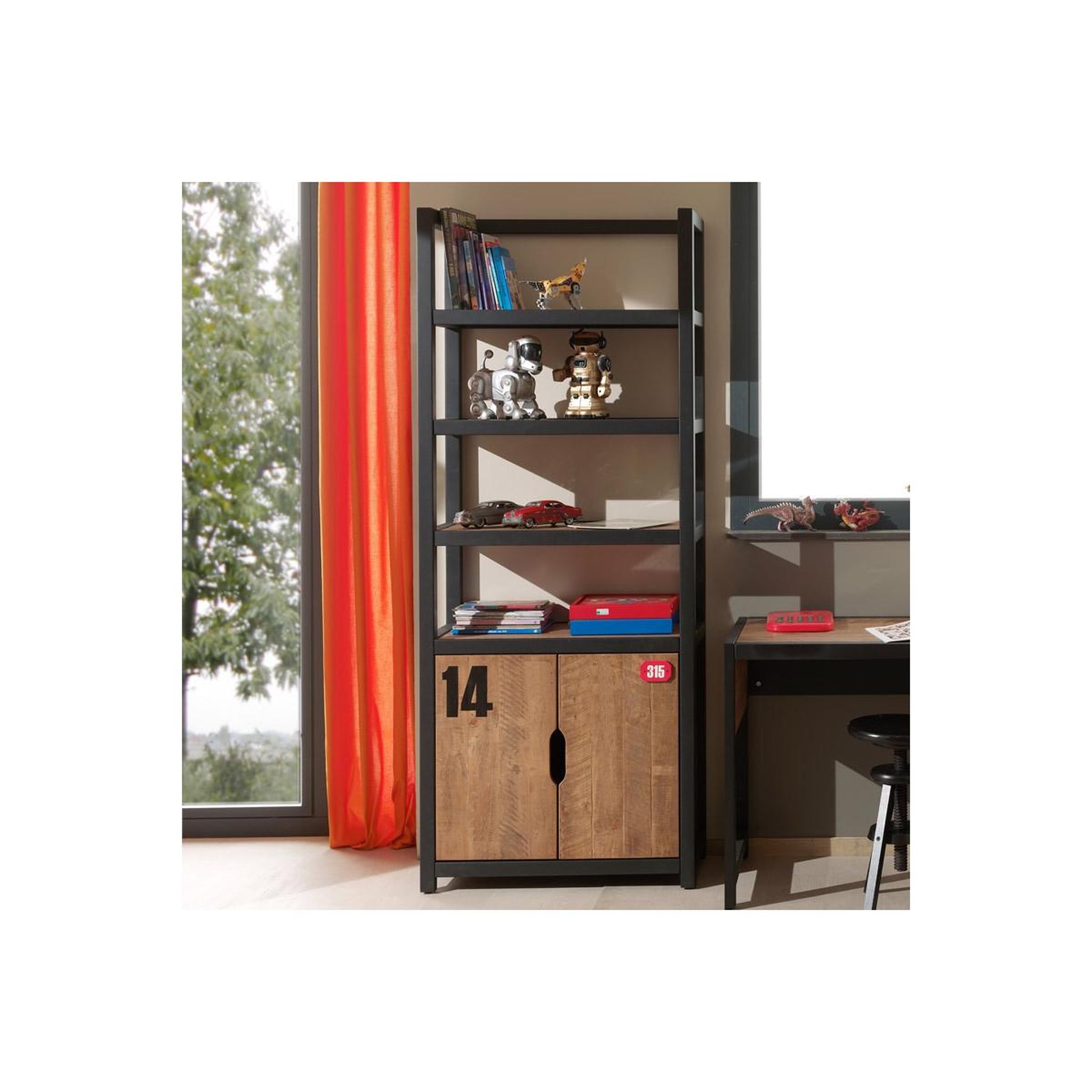 Voir la diapositive 2 : Paris Prix Bibliothèque enfant  alex  200cm marron & noir