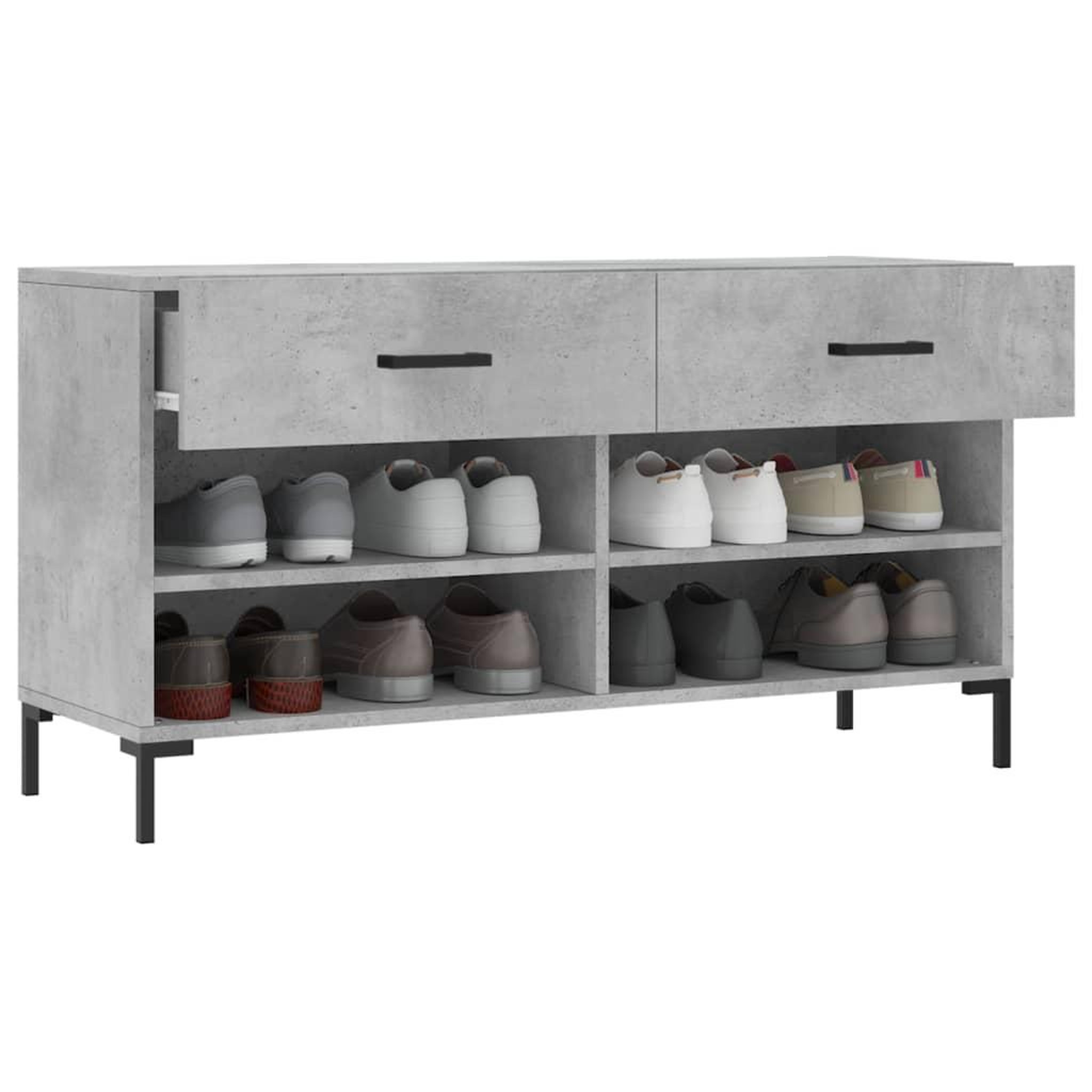 Voir la diapositive 4 : VIDAXL Banc a chaussures gris beton 102x35x55 cm bois d'ingenierie