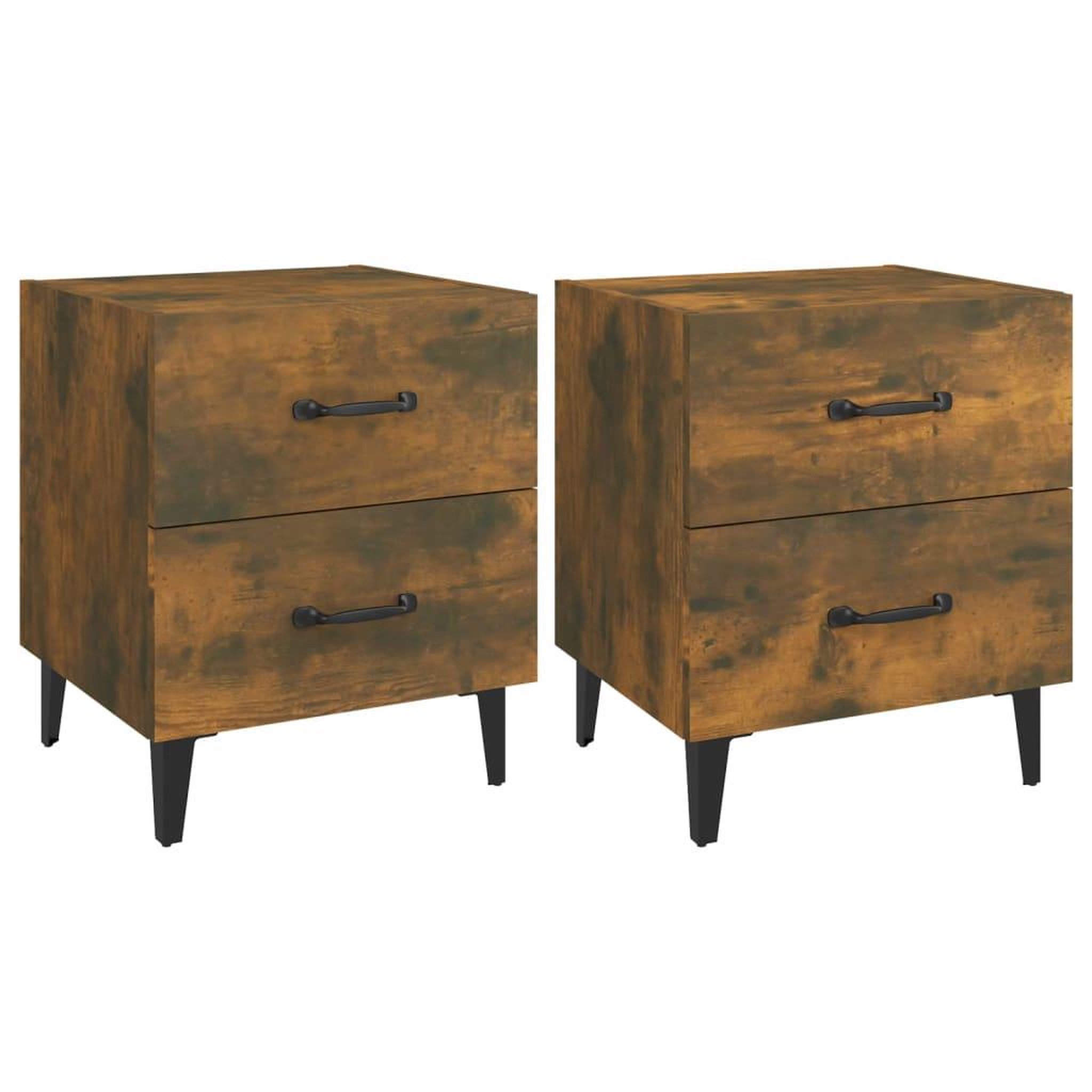 Voir la diapositive 2 : VIDAXL Tables de chevet 2 pcs Chene fume 40x35x47,5 cm