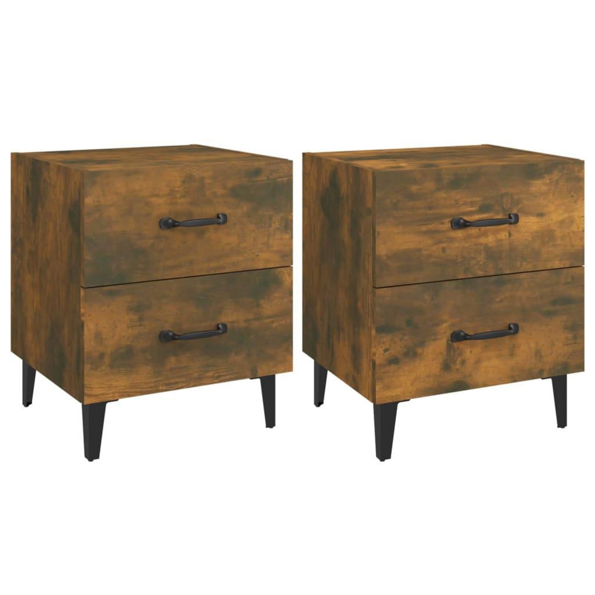 VIDAXL Tables de chevet 2 pcs Chene fume 40x35x47,5 cm