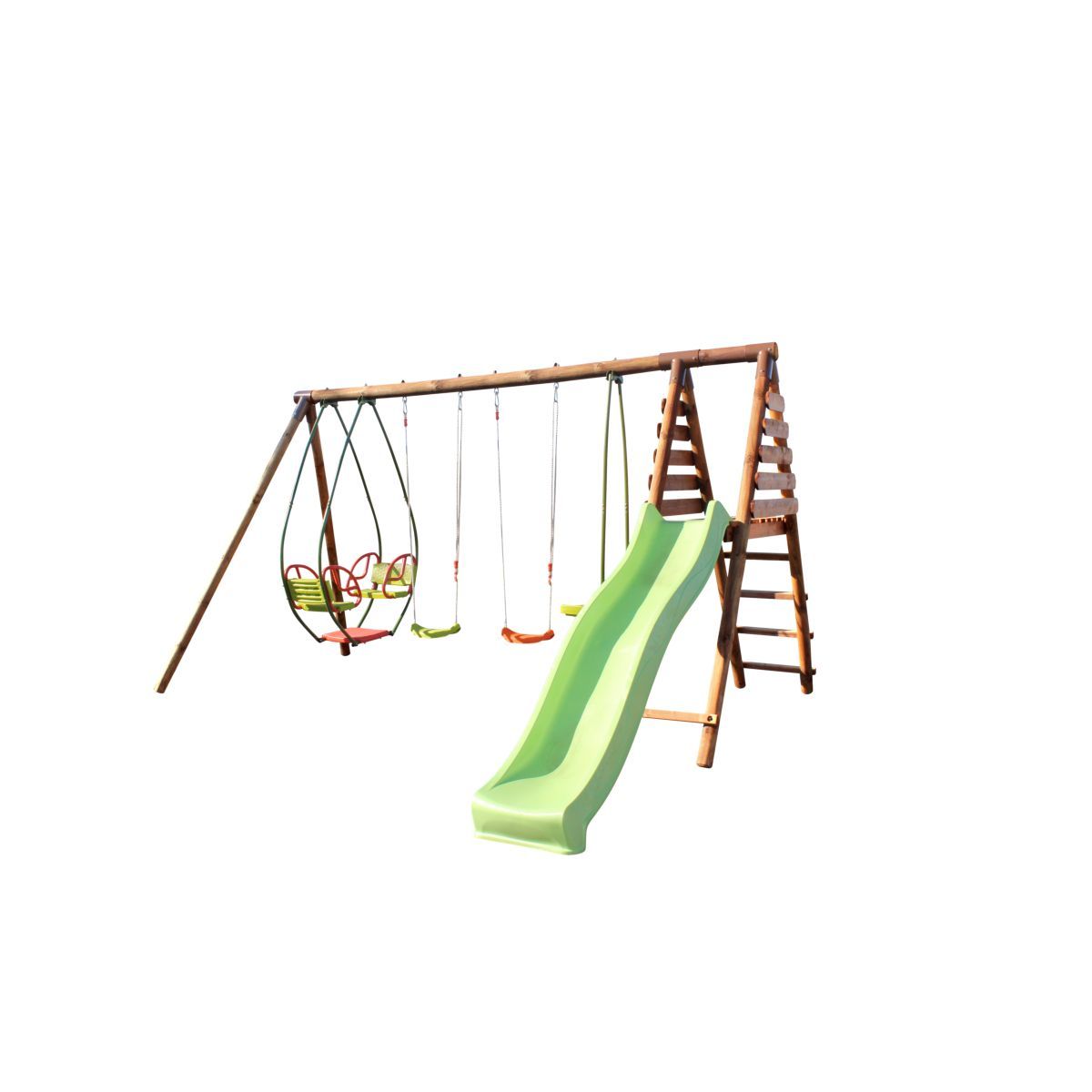 Soulet Portique balançoire avec toboggan - Bois - H2.22m - JACINTHE