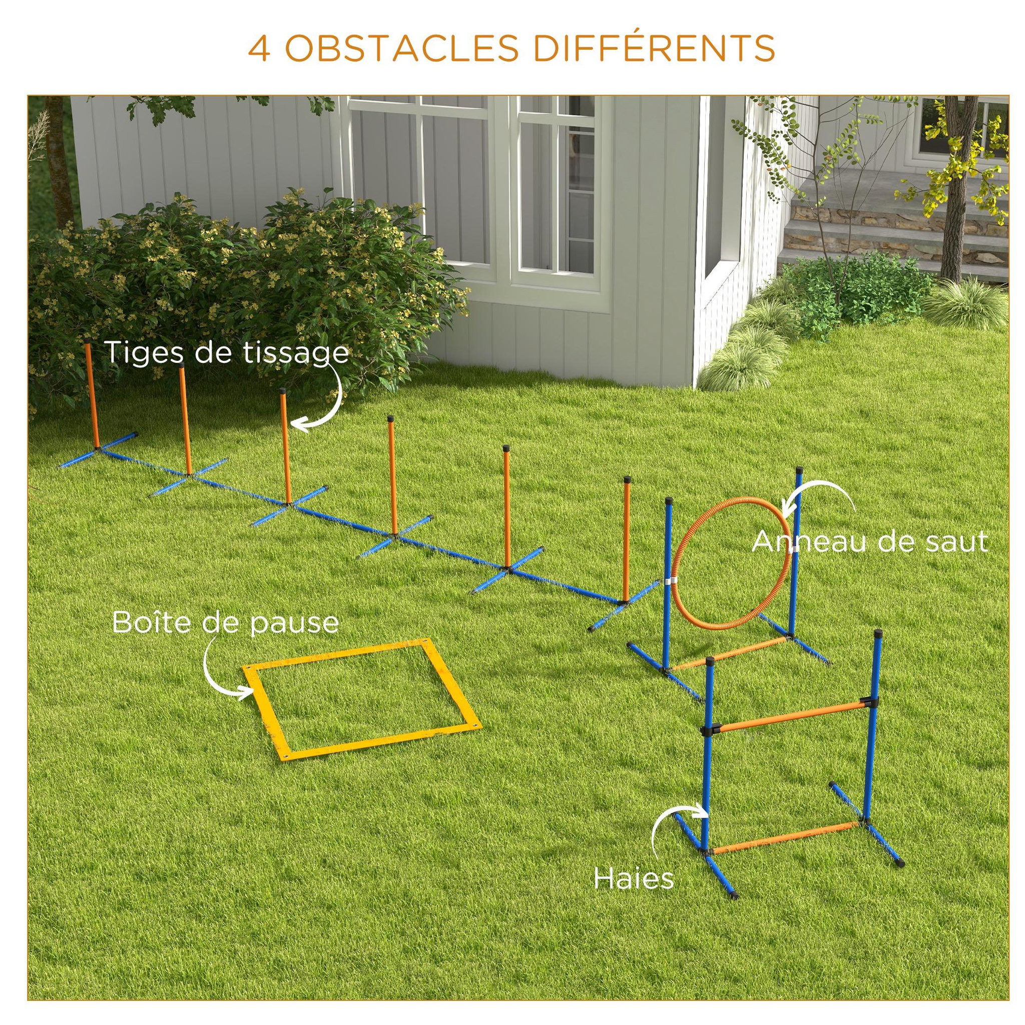Voir la diapositive 5 : PAWHUT Kit d'agilité complet pour chien - slalom, anneau de saut, haies et accessoires