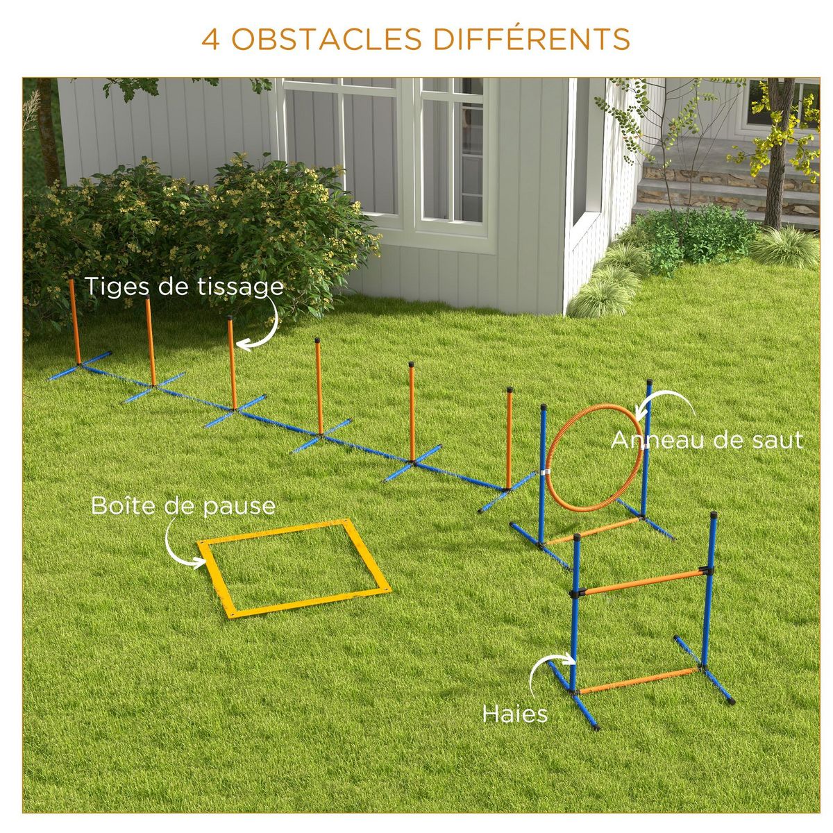 PAWHUT Kit d'agilité complet pour chien - slalom, anneau de saut, haies et accessoires