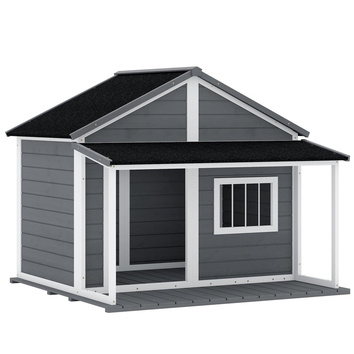 PAWHUT Niche pour chien extérieur terrasse et toit bitumé bois gris