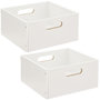 Voir la diapositive 1 : TOILINUX Lot de 2 Boîtes de rangement carrée en MDF