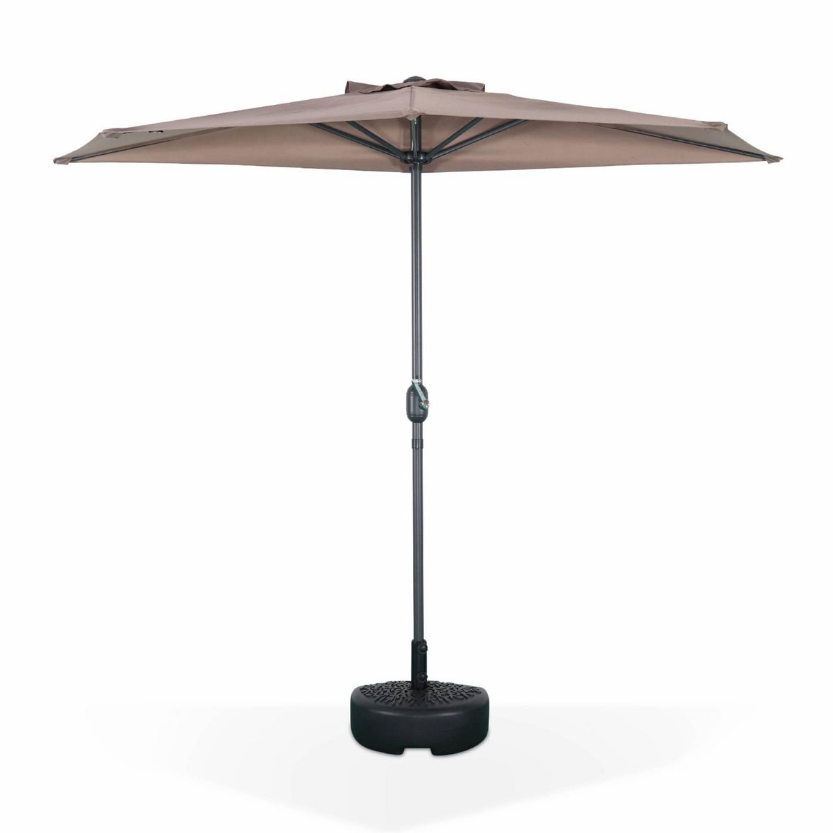 SWEEEK Parasol de balcon Ø250cm  – CALVI – Demi-parasol droit, mât central en aluminium avec manivelle d'ouverture