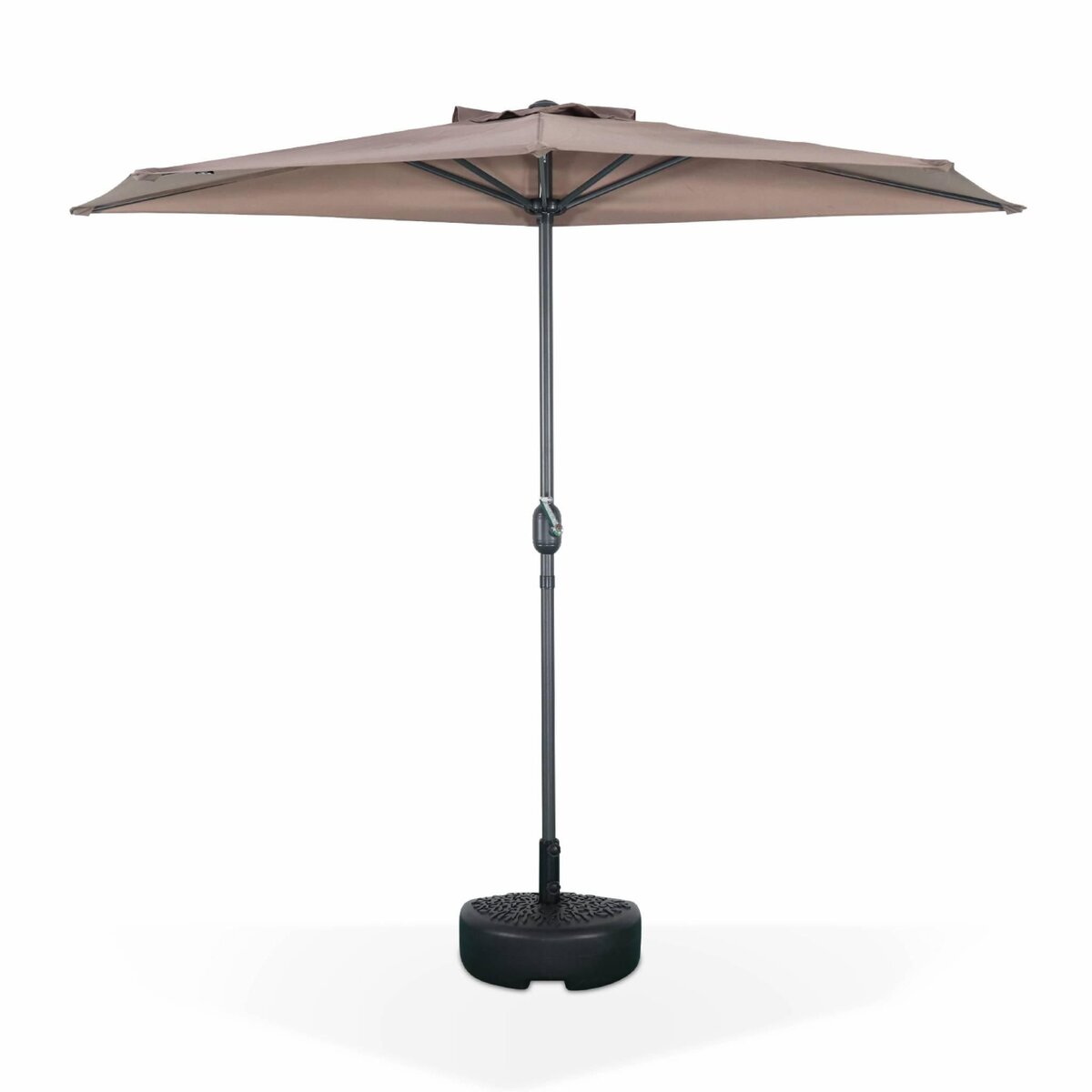 SWEEEK Parasol de balcon Ø250cm  – CALVI – Demi-parasol droit, mât central en aluminium avec manivelle d'ouverture