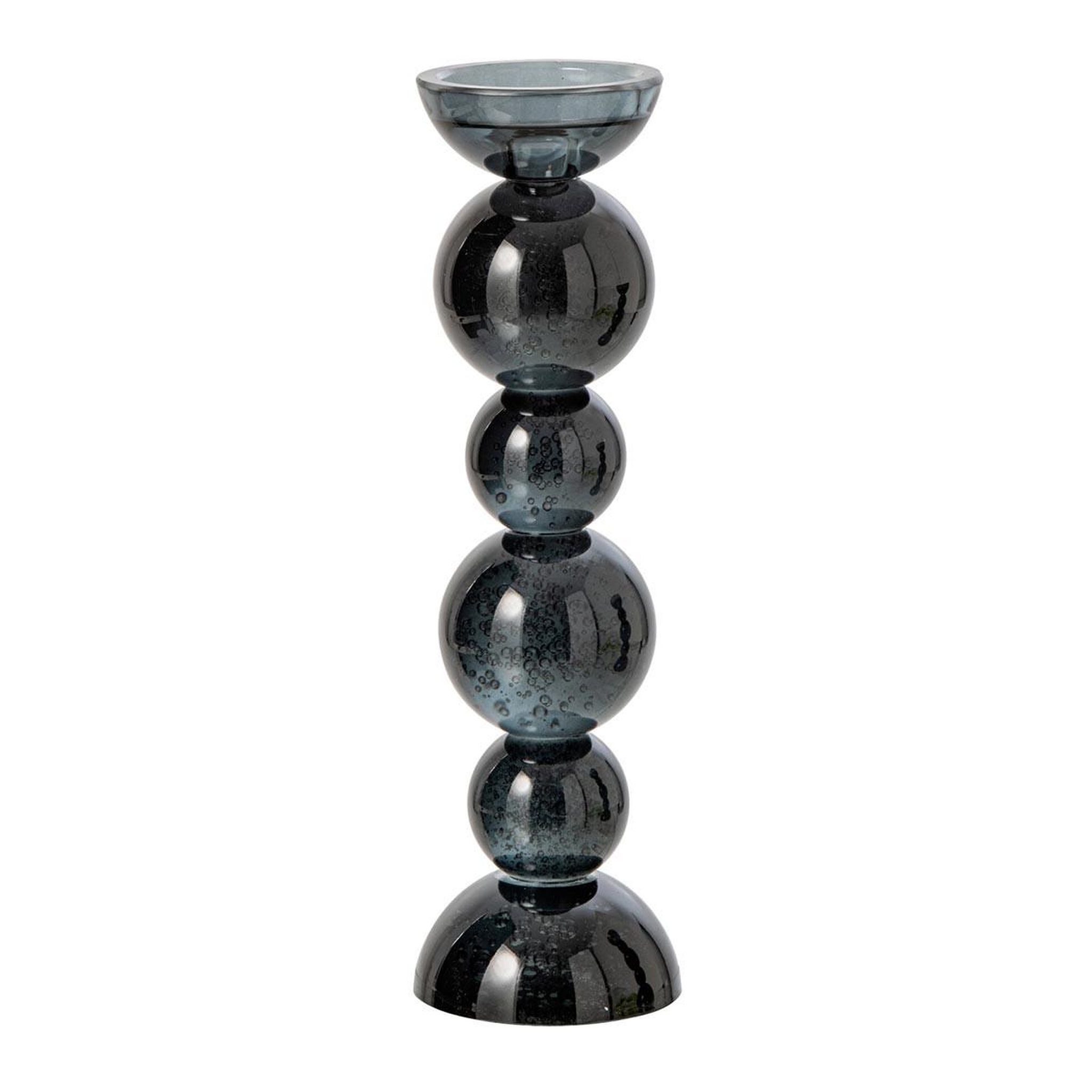 J-LINE Bougeoir Boules en Verre  Dimitri  35cm Bleu Pétrole