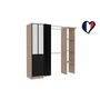 Voir la diapositive 3 : CONCEPT USINE Dressing industriel bois avec rideau noir et 2 penderies et 6 étagères NICE