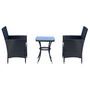 Voir la diapositive 5 : OUTSUNNY Ensemble salon de jardin 2 places : 2 fauteuils et table basse plateau verre trempé résine tressée 4 fils imitation rotin avec coussins noir