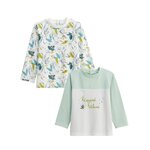 Petit Béguin Lot de 2 t-shirts enfant manches longues Oscar. Coloris disponibles : Bleu