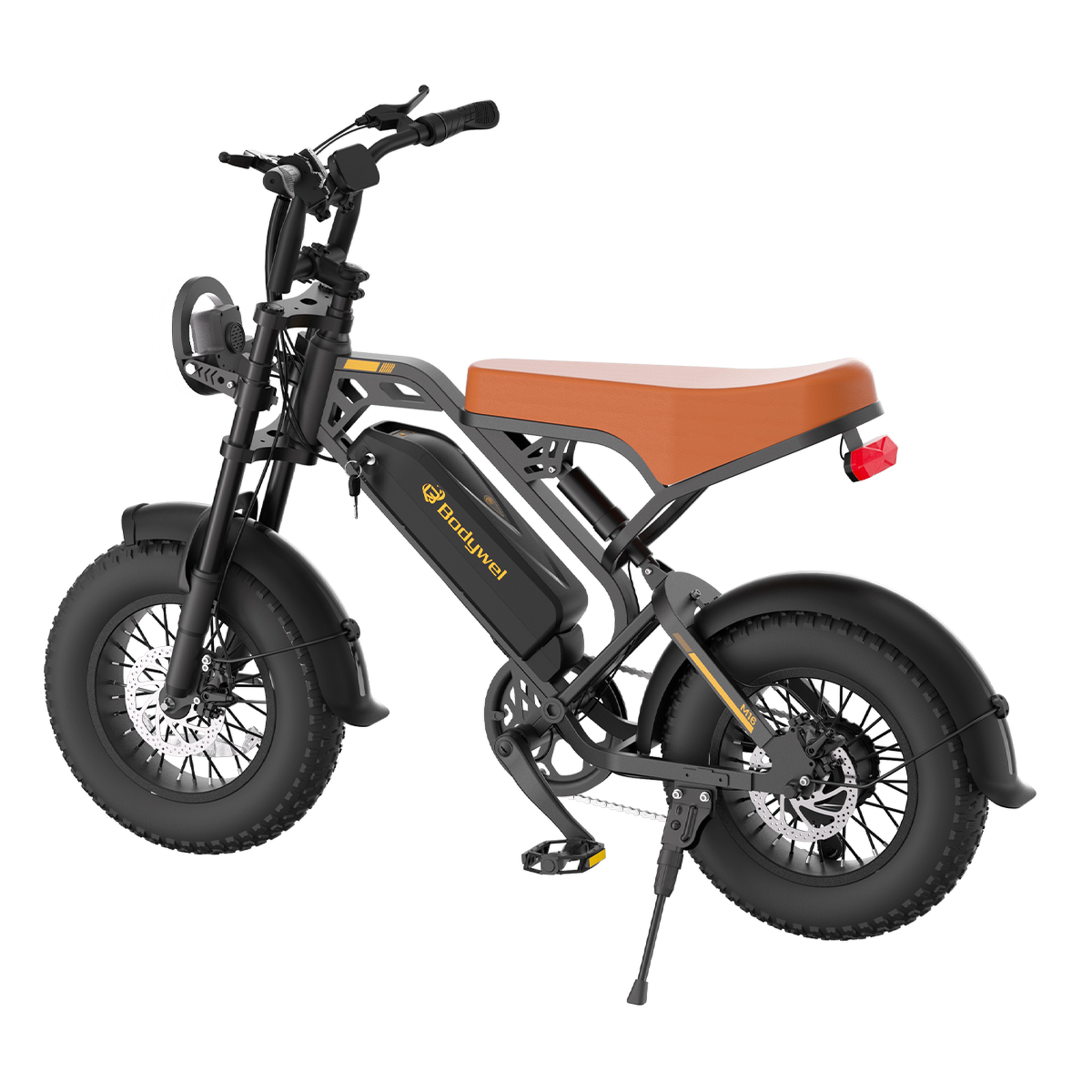 Voir la diapositive 5 : BODYWEL Vélo électrique rétro à gros pneus bodywel m16, batterie amovible 48 v 15 ah, 16 pouces