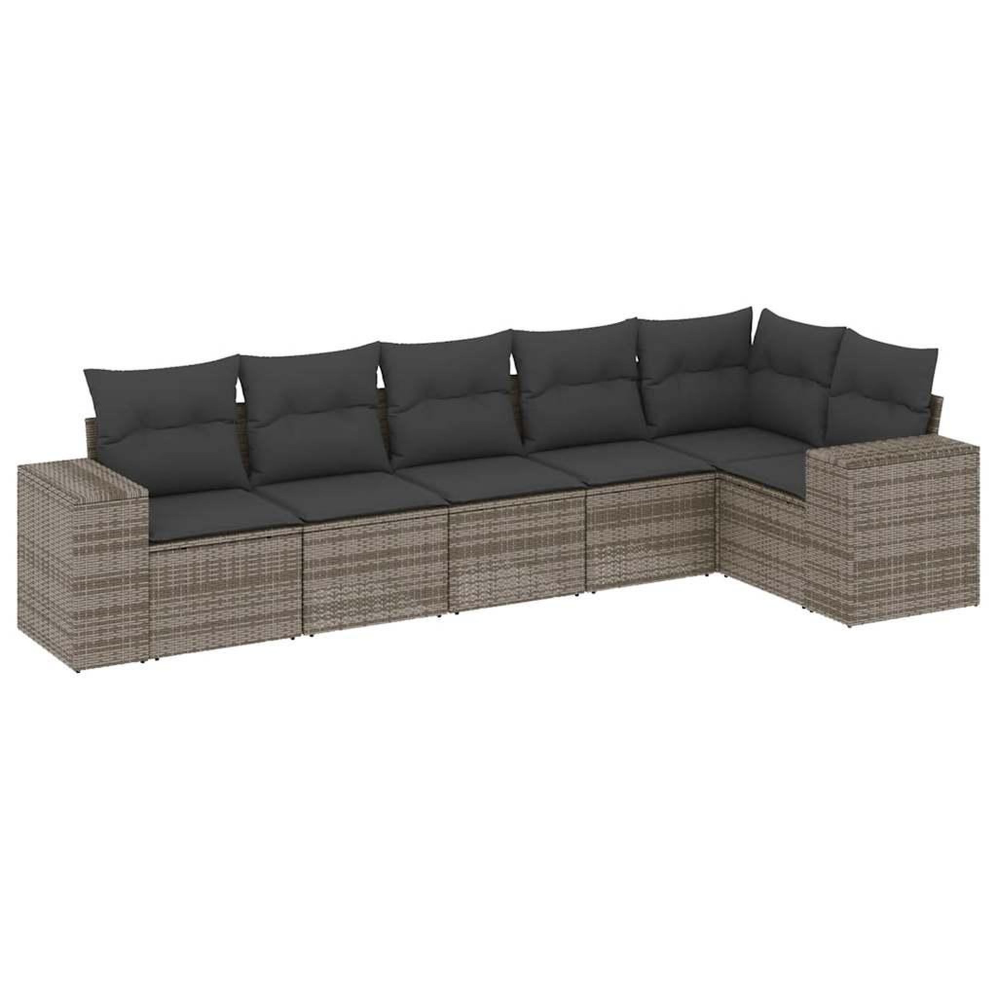 Voir la diapositive 2 : VIDAXL Salon de jardin 6 pcs avec coussins gris resine tressee