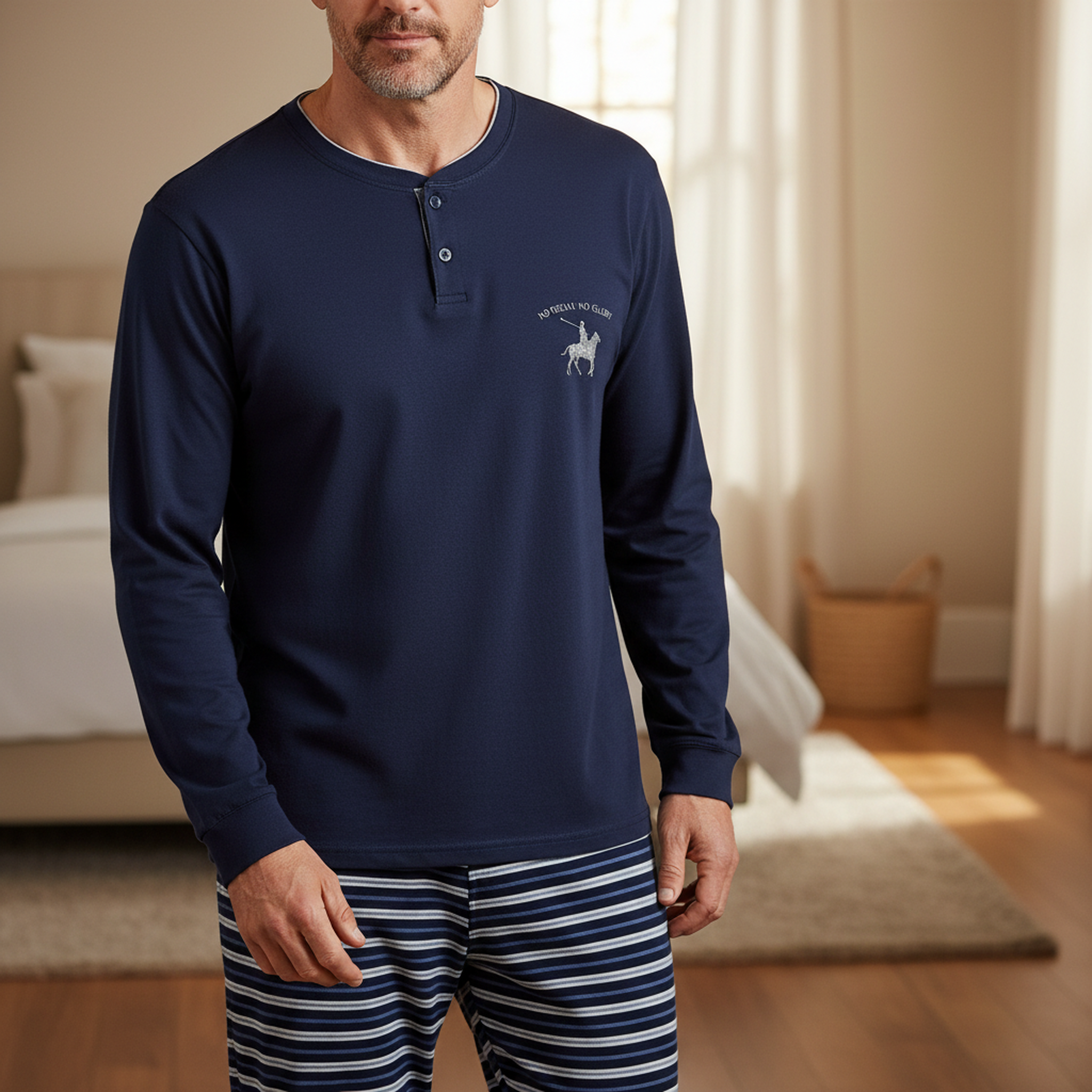 Voir la diapositive 2 : OZABI Ozabi pyjama homme doublé polaire écusson brodé