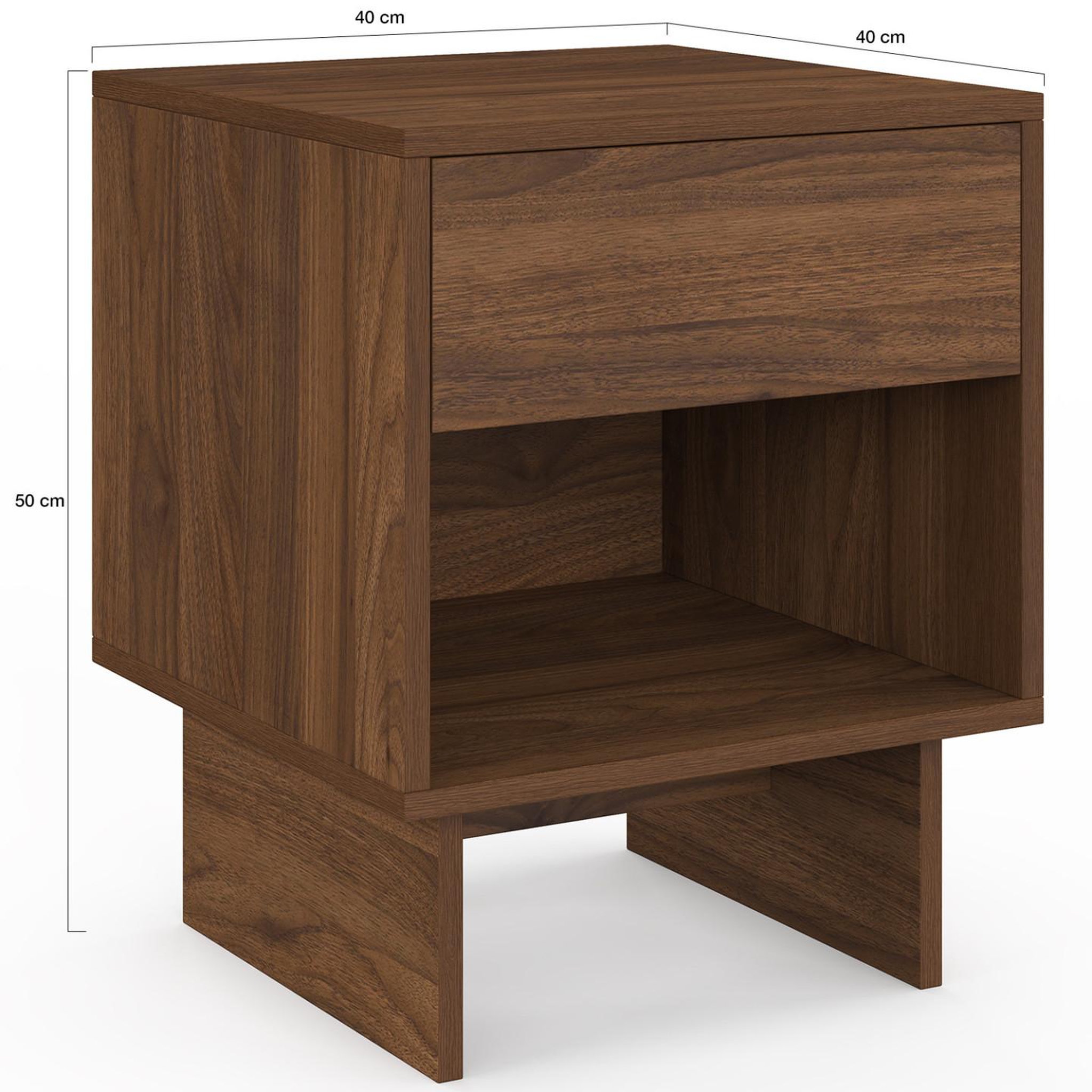 Voir la diapositive 5 : ID MARKET Lot de 2 tables de chevet yuri 1 tiroir avec niche effet noyer