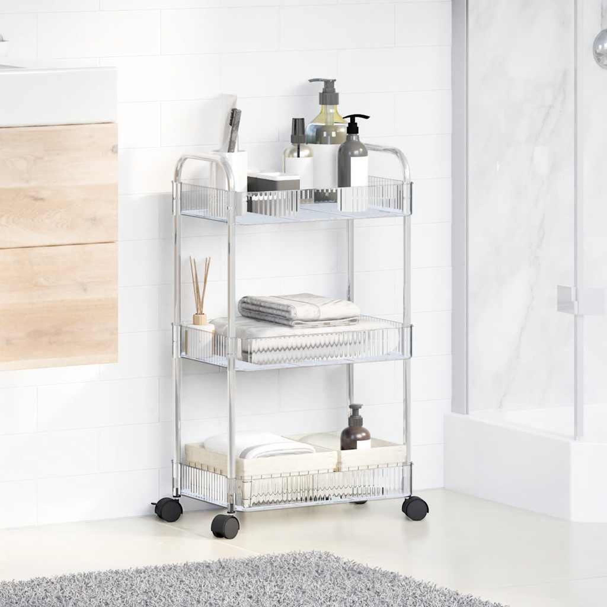 Voir la diapositive 3 : VIDAXL Chariot de rangement a 3 niveaux transparent acrylique