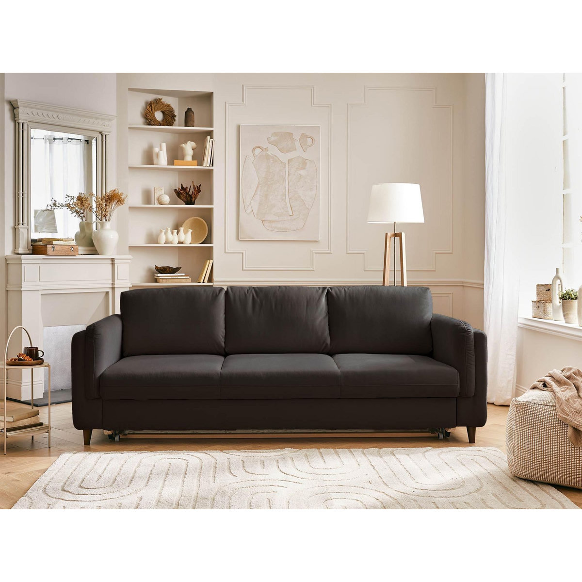 LISA DESIGN Brooke - canapé 3 places - convertible - en velours