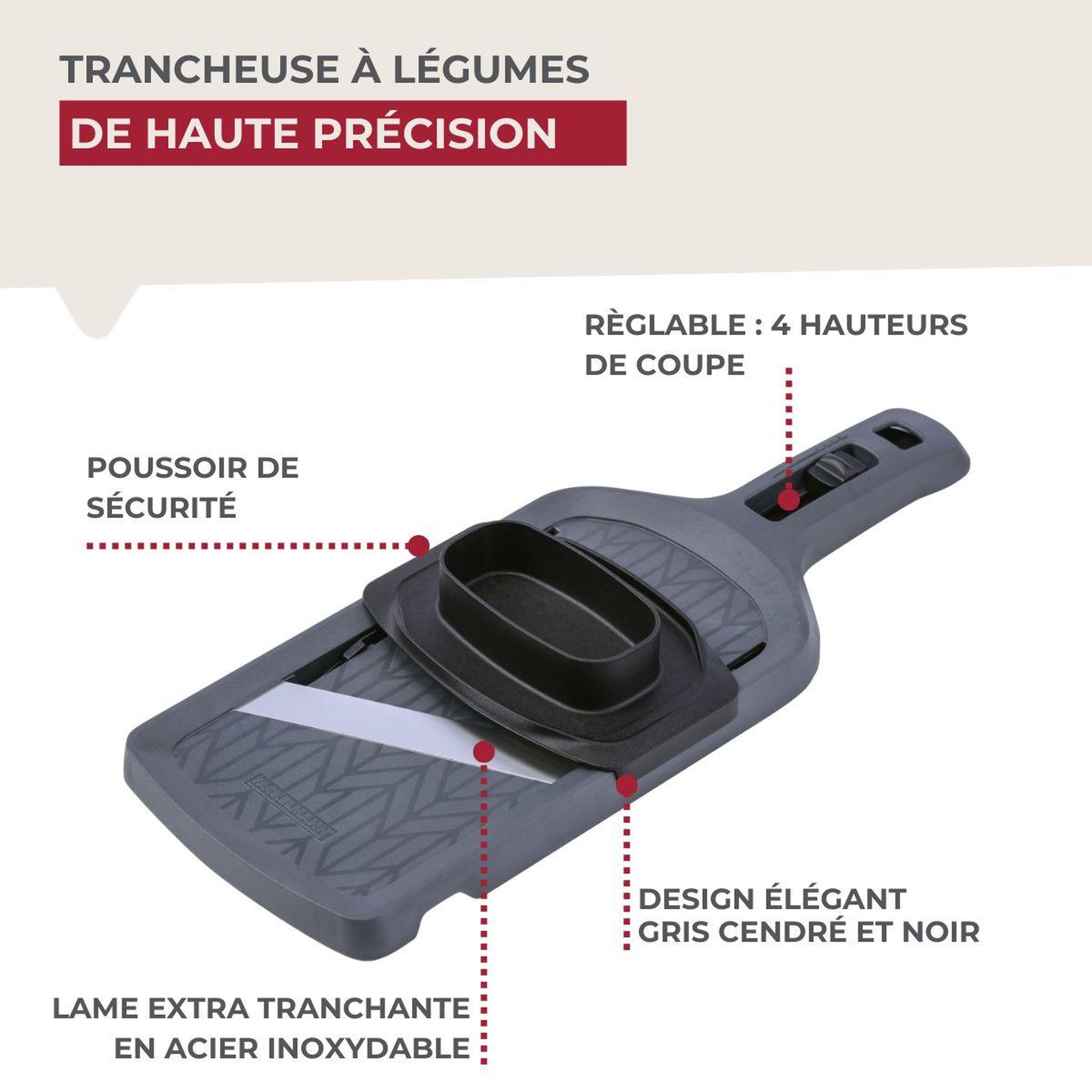 Voir la diapositive 6 : Fackelmann Mandoline réglable 4 hauteurs Fackelmann