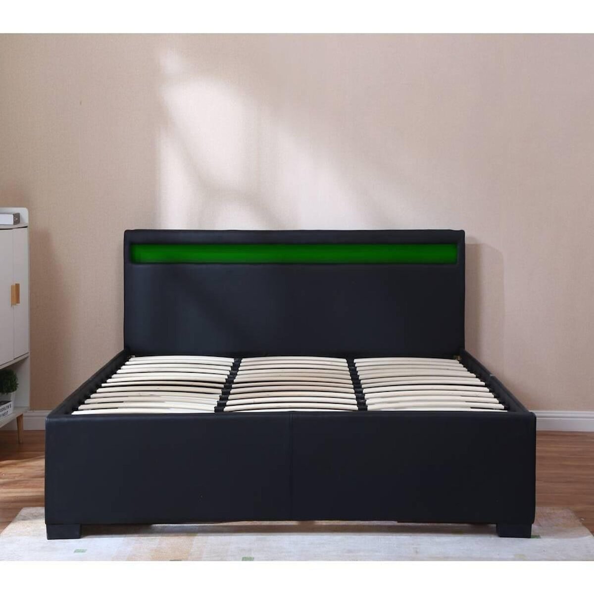 Habitat et Jardin LIT LED double avec 4 tiroirs  Nico  - 180 x 200 cm - Noir