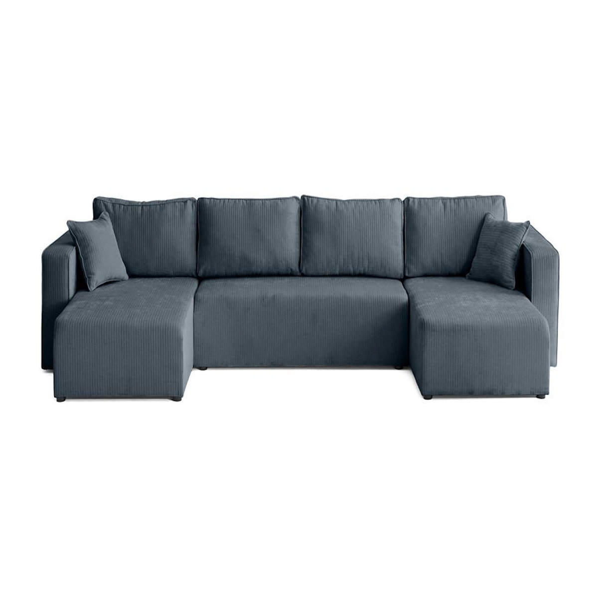 BEST MOBILIER Topaze - canapé panoramique en u - 7 places - convertible avec coffre - en velours côtelé plat