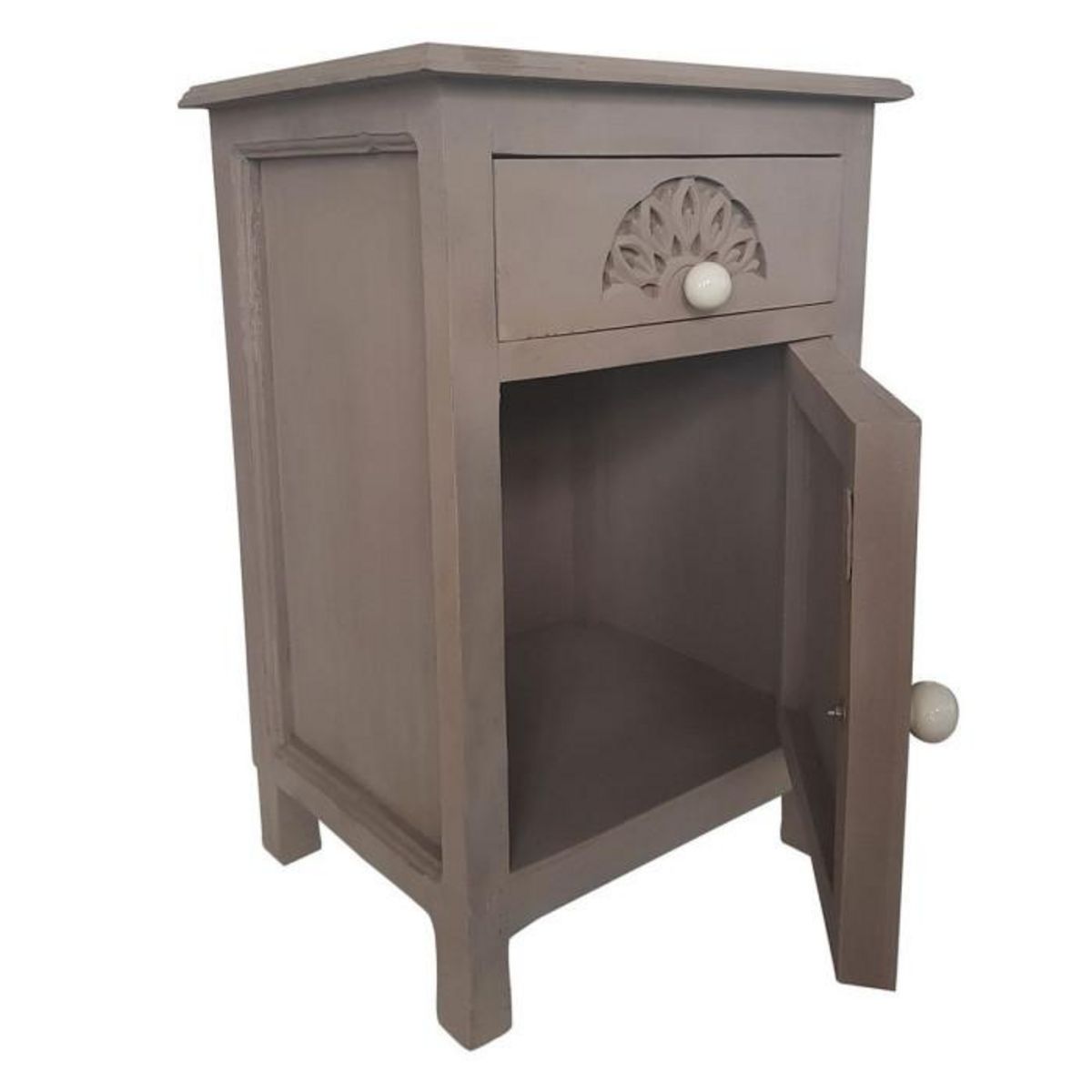 Paris Prix Table de Chevet 1 Tiroir & 1 Porte  Loco  60cm Taupe