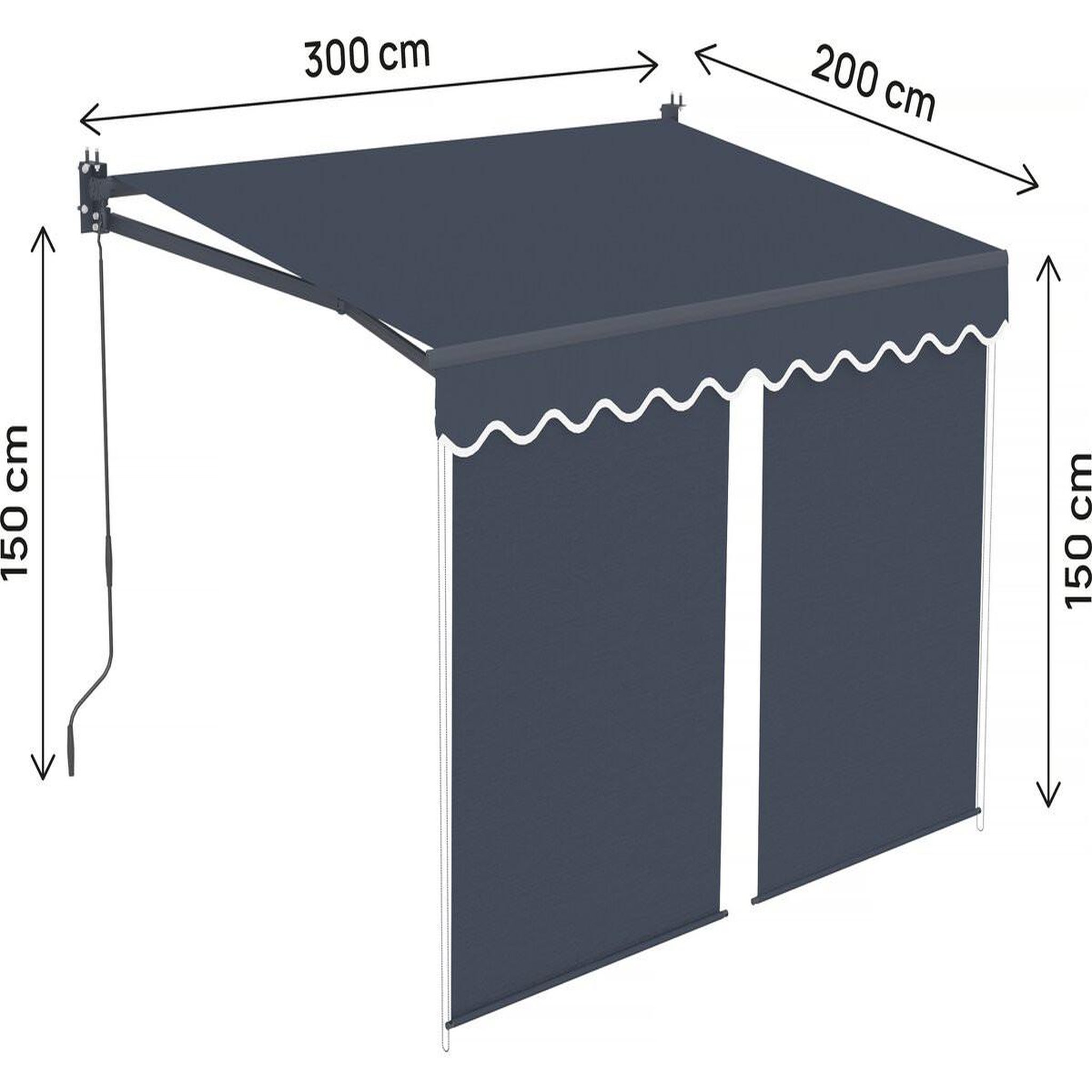 Voir la diapositive 3 : Habitat et Jardin Store banne avec lambrequin en aluminium 2 x 3 m   shadow  - gris anthracite