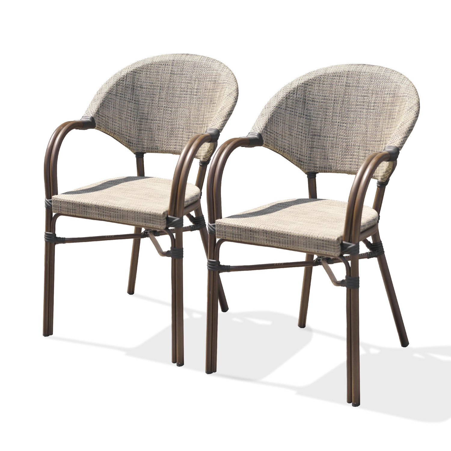 Dcb Garden Lot de 2 fauteuils de jardin en aluminium et textilène