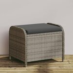 VIDAXL Tabouret de jardin avec coussin gris 58x46x46 cm resine tressee