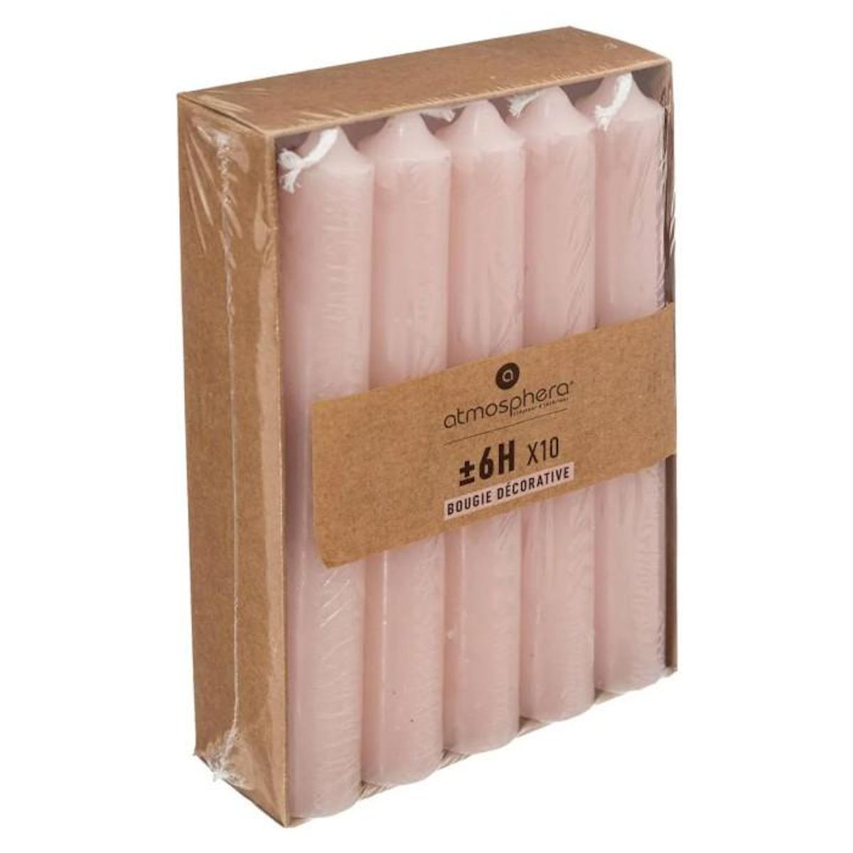 COMPTOIR DE LA BOUGIE Lot de 10 Bougies Bâton  Hugo  16cm Rose Clair