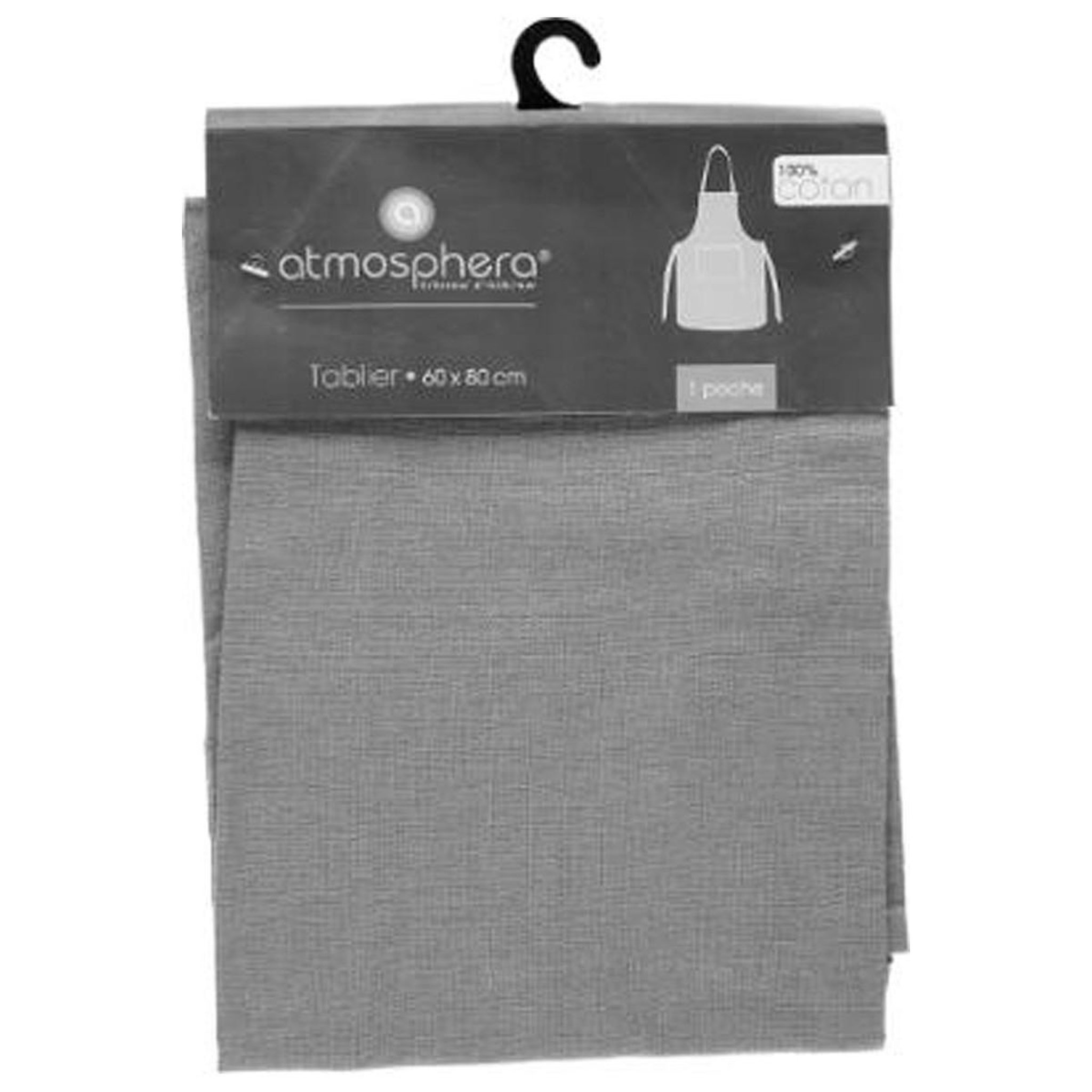 Voir la diapositive 3 : ATMOSPHERA Tablier de cuisine  coton  80cm gris clair