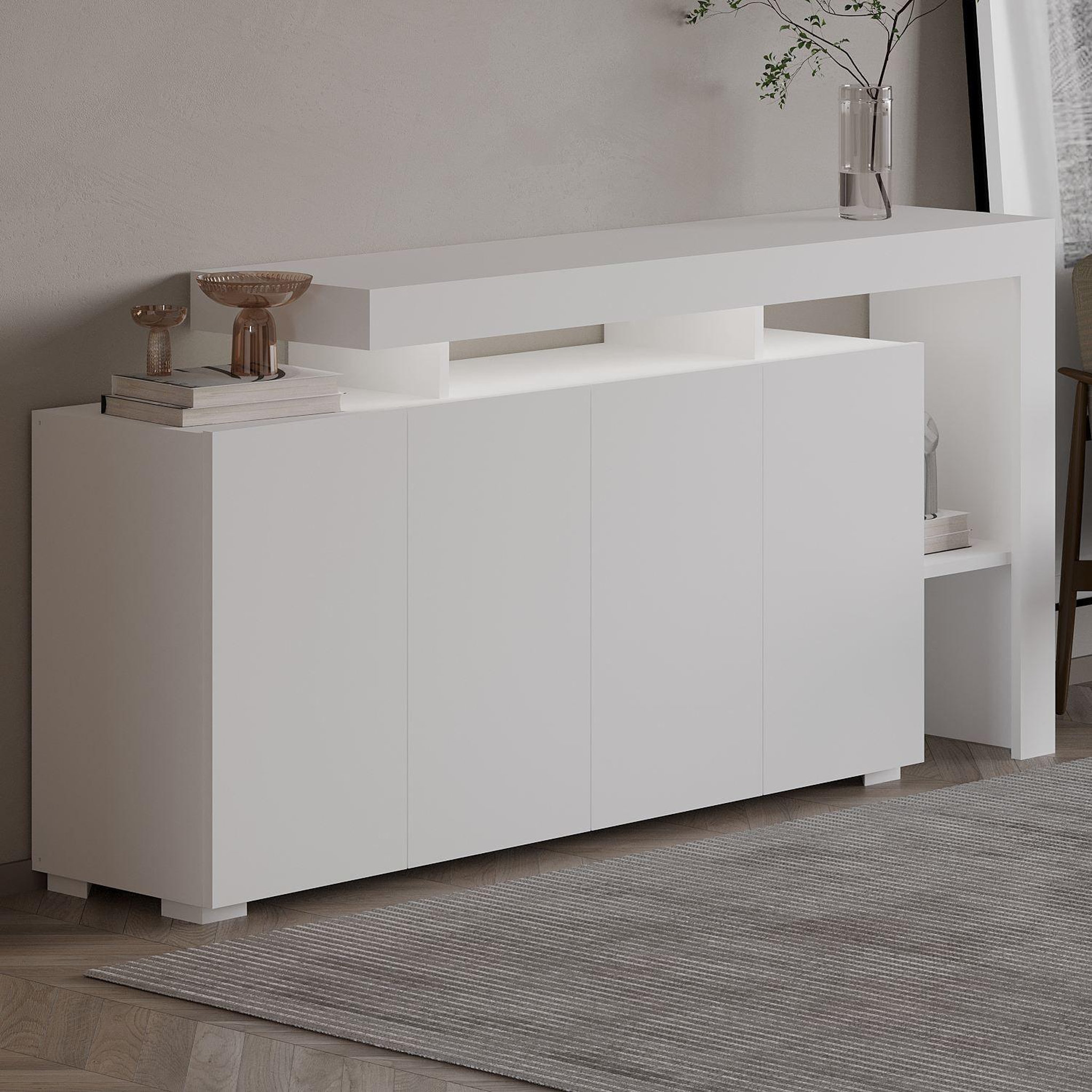 Voir la diapositive 3 : Habitat et Jardin Buffet en bois  beliz  - 170 x 35 x 80 cm - blanc