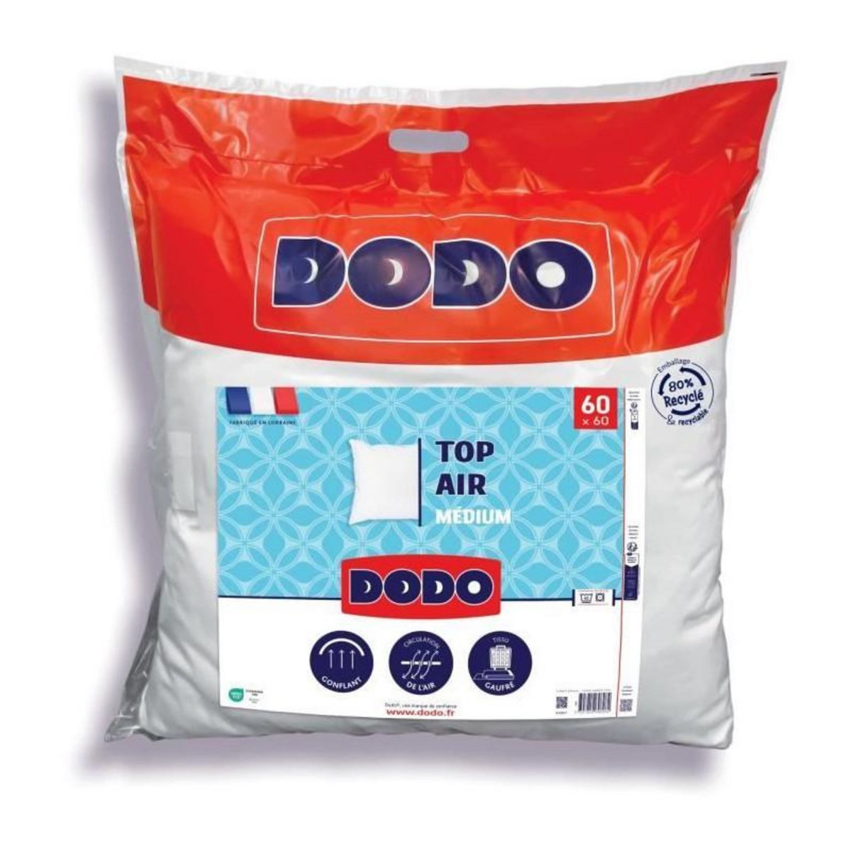 DODO Oreiller - DODO - MEDIUM TOP AIR - 60 x 60 cm - Blanc
