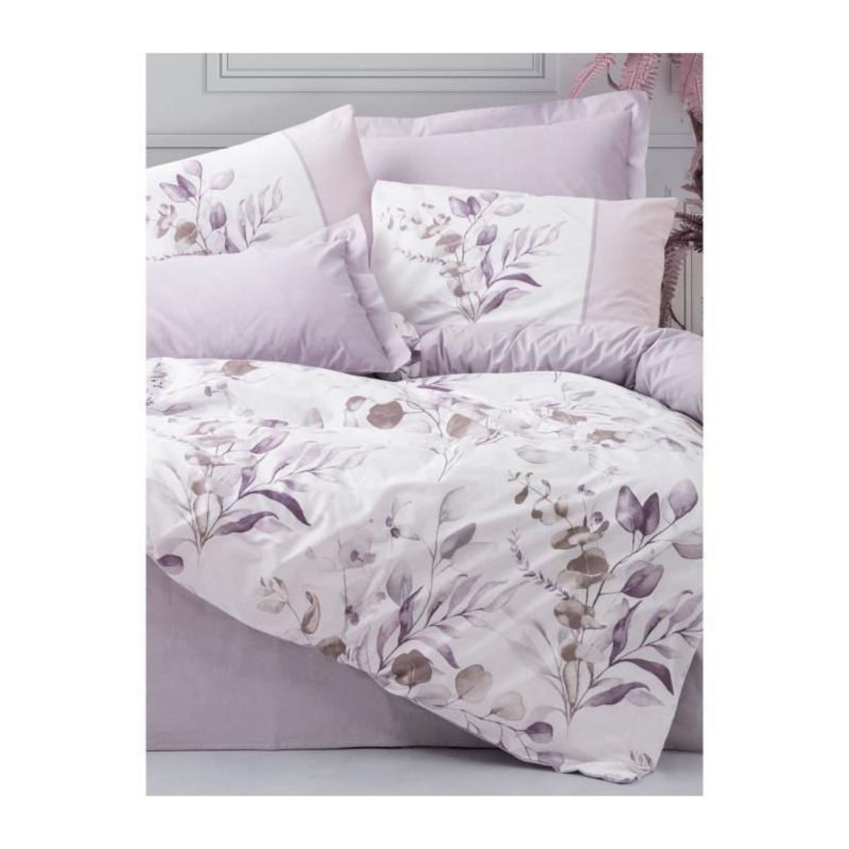 GENERIQUE Parure de lit - 129CTN64285 - 1 housse de couette 220 x 240 cm + 2 taies d'oreiller 60 x 60 cm - 100% coton ranforcé - Lilas