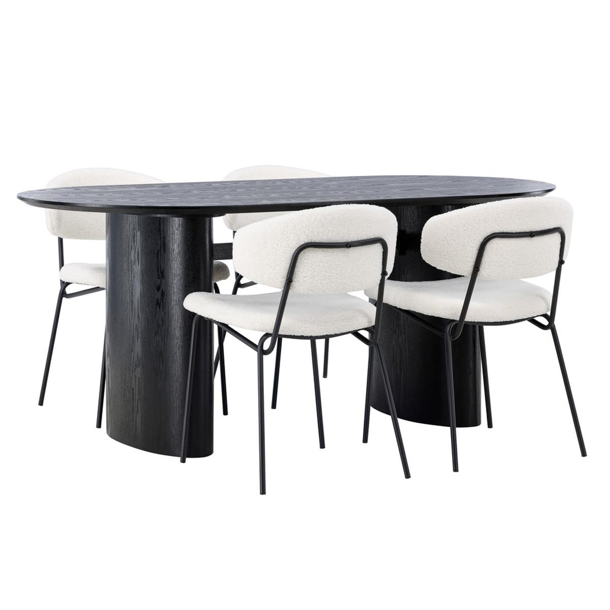 Paris Prix Ensemble table à manger & 4 chaises  isolde & chico  180cm noir & blanc crème