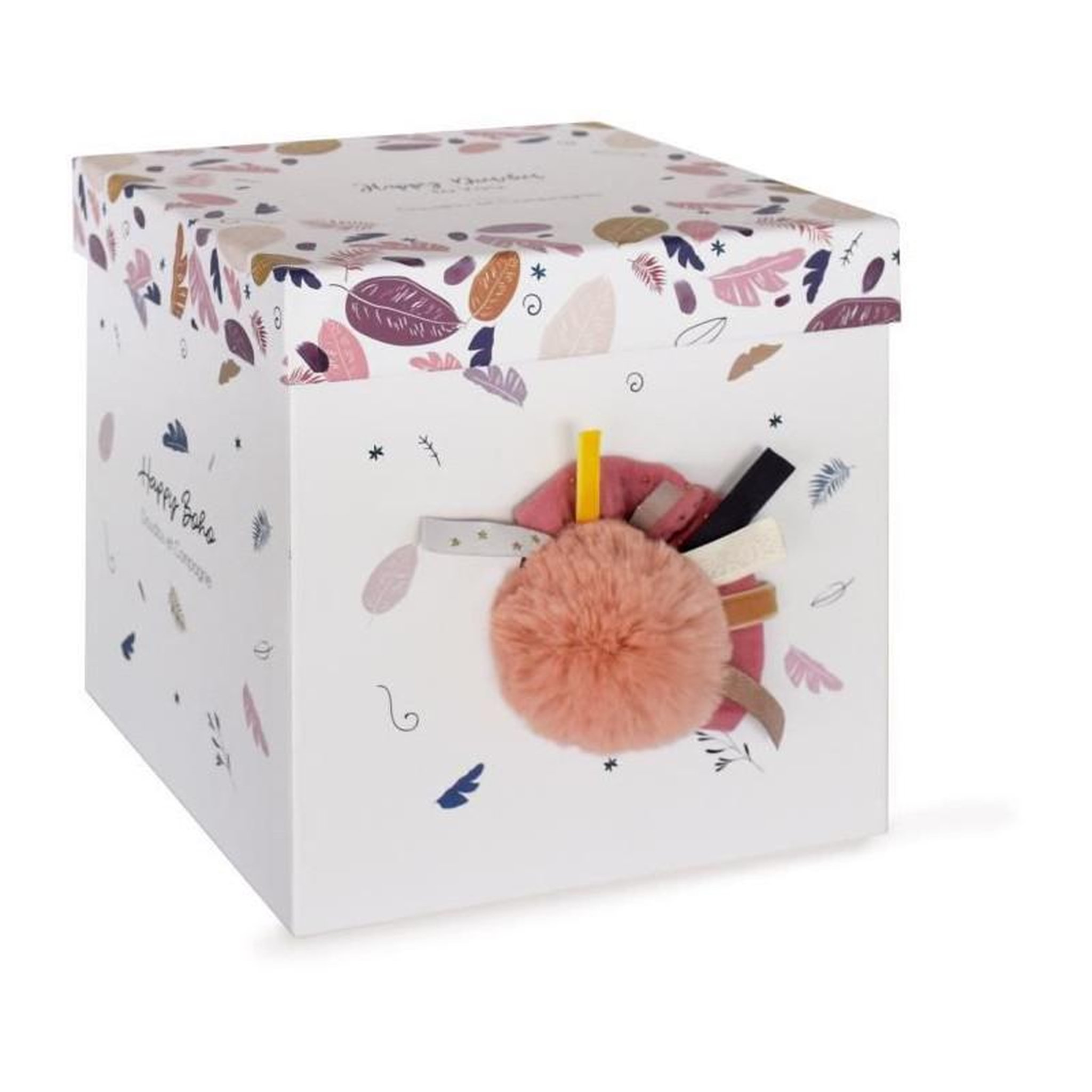 Voir la diapositive 3 : DOUDOU ET COMPAGNIE Doudou et Compagnie - Peluche Lapin - 25 cm - Lapin Pompom Blanc/Terracotta -  Jolie Boite Cadeau - Happy Boho - Happy Doudou To