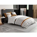 ATELIER DU COTON Parure housse de couette 100%coton 57fils louxor. Coloris disponibles : Gris