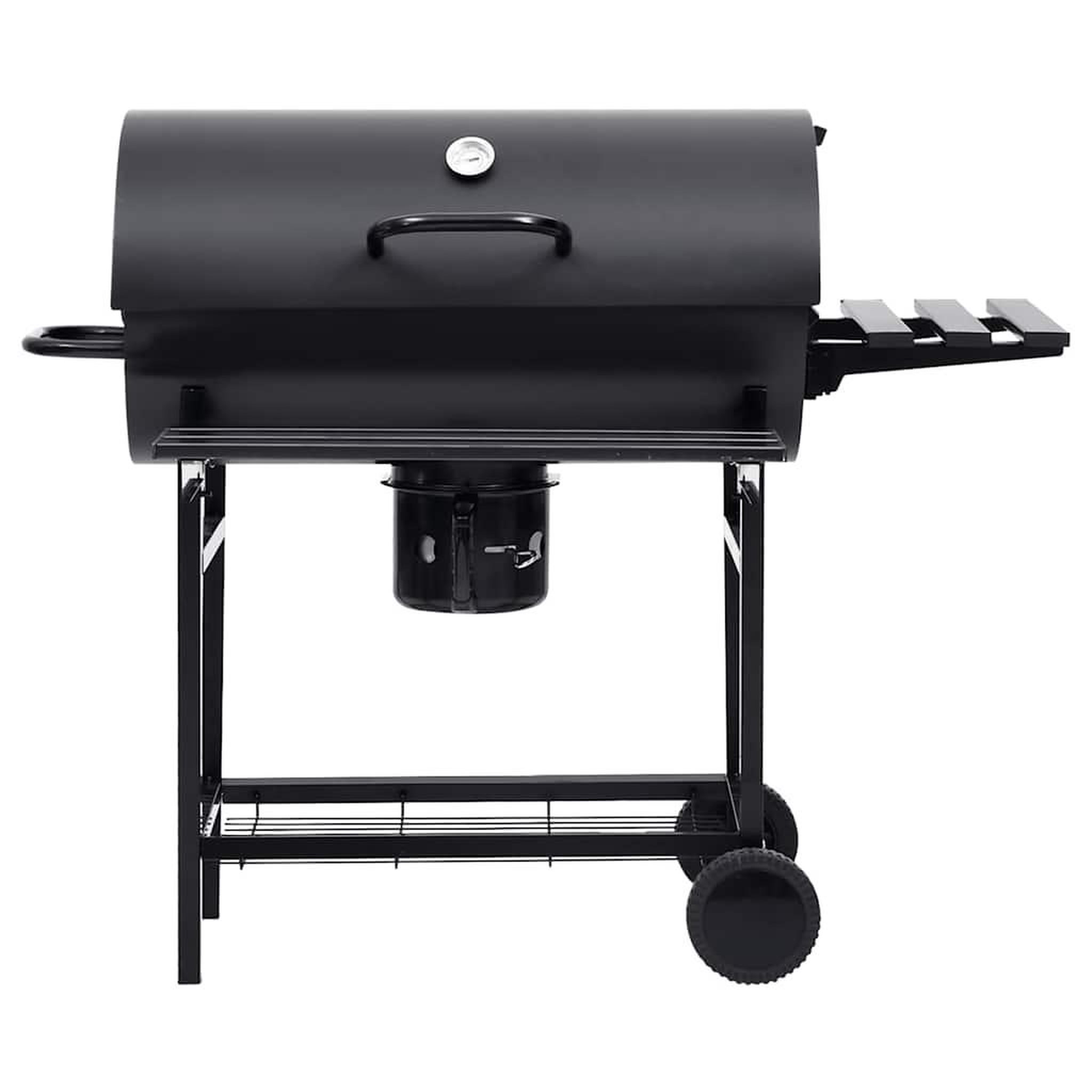 Voir la diapositive 3 : VIDAXL Gril a baril avec roues et etageres Noir Acier 115x85x95 cm