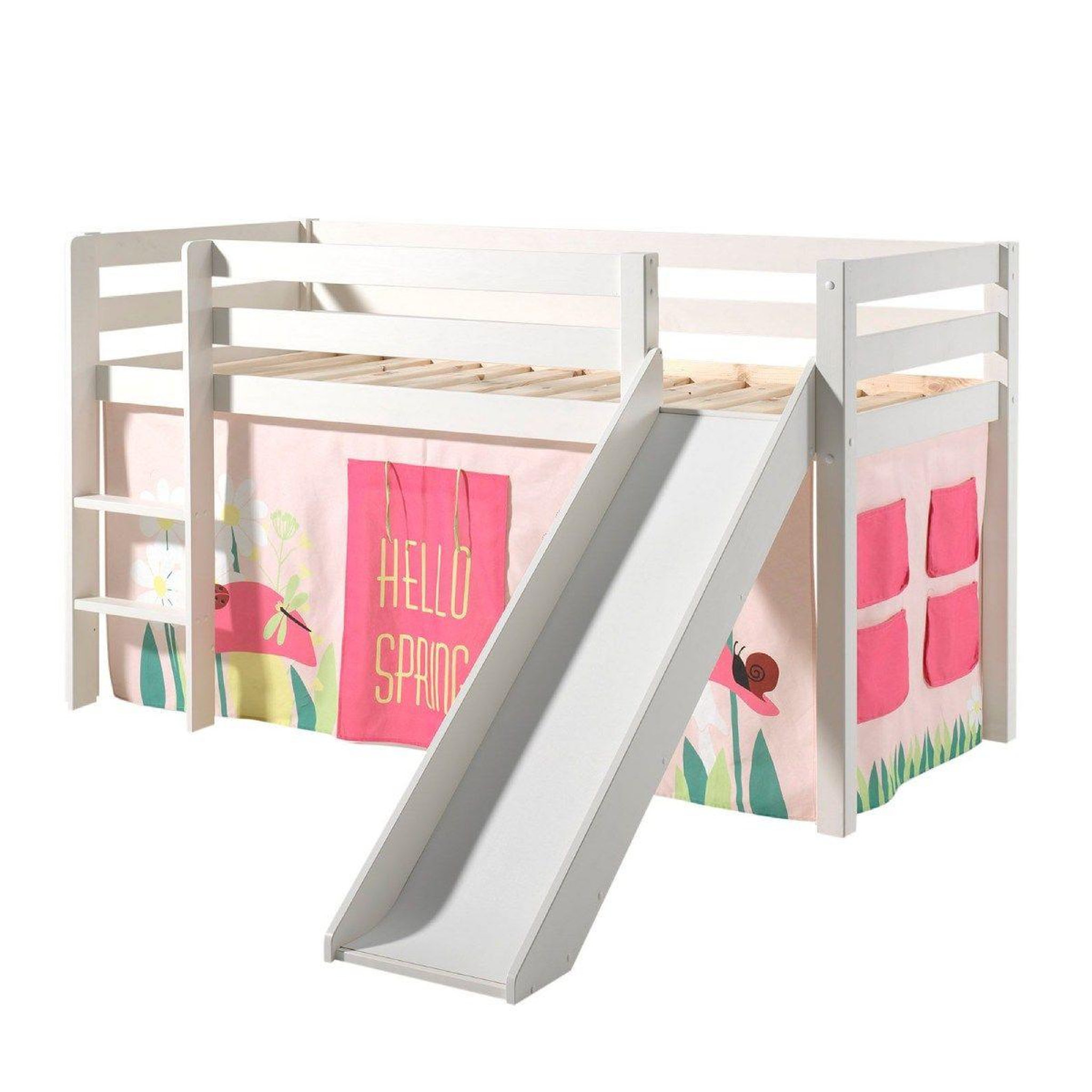 Paris Prix Lit enfant avec toboggan  pino spring  90x200cm blanc