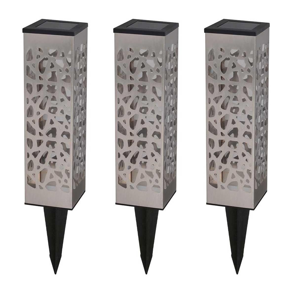 Lumisky 3 balises solaires à piquer/poser ORGANIC Gris Acier inoxydable H31CM