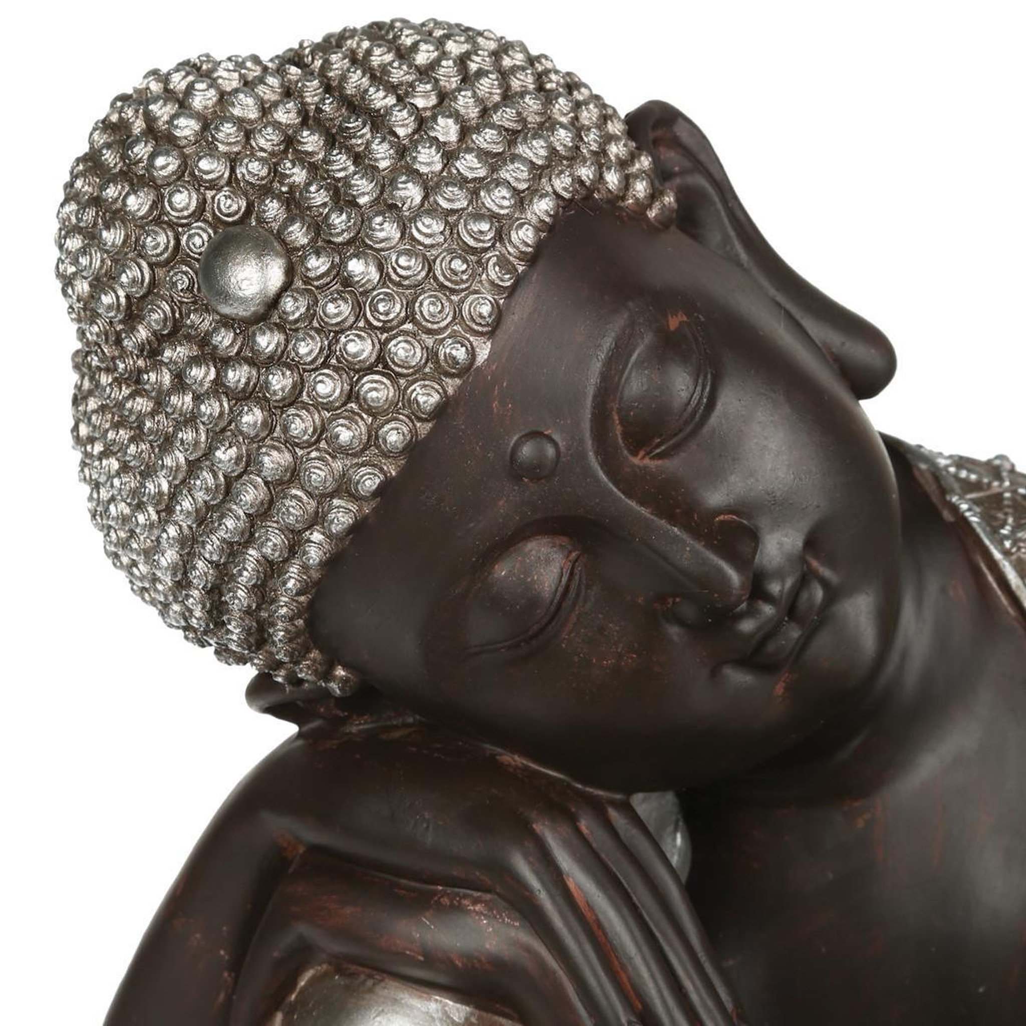 Voir la diapositive 4 : ATMOSPHERA Statue Déco  Bouddha  35cm Naturel & Argent
