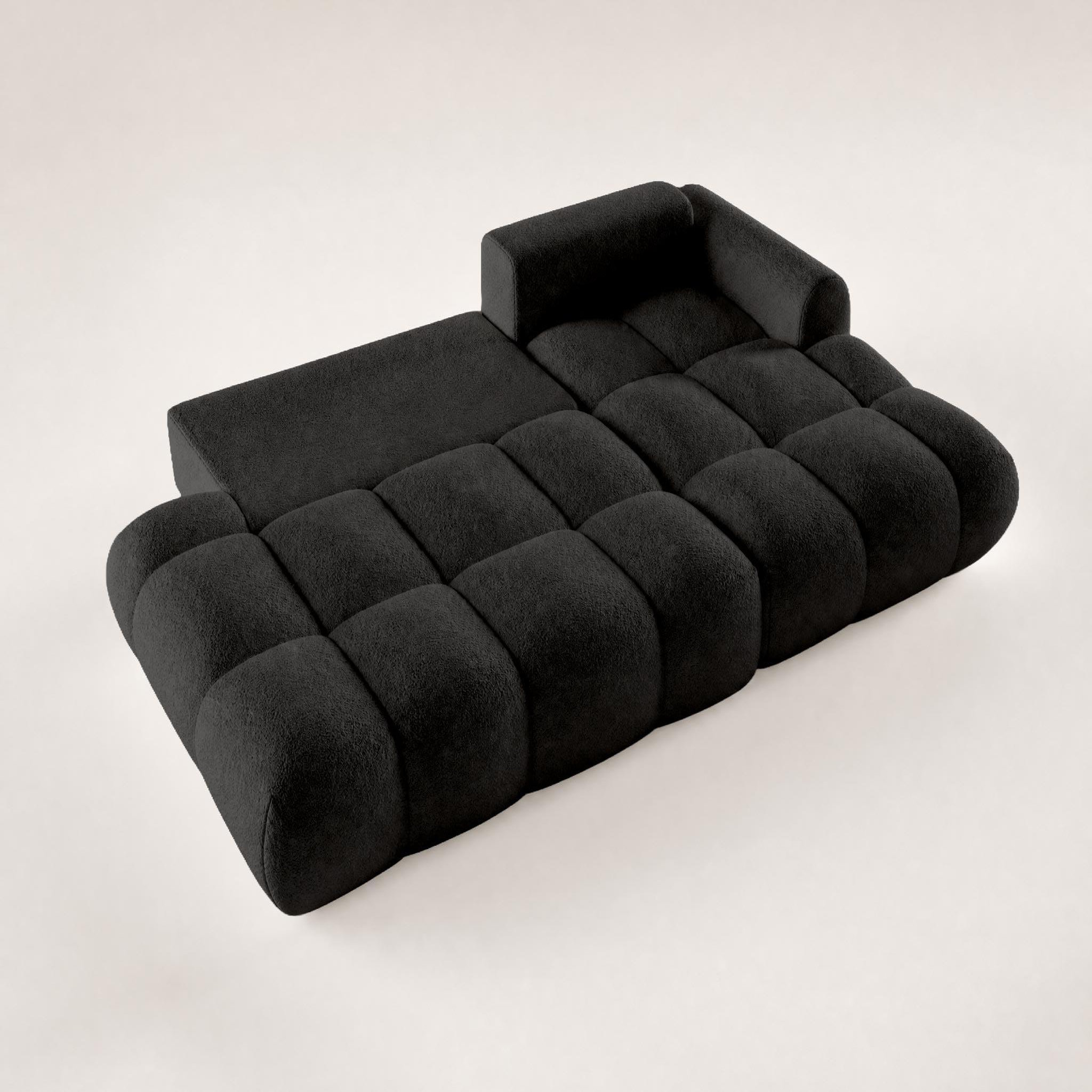 Voir la diapositive 4 : BEST MOBILIER Yulin - canapé d'angle ouvert droit 4 places convertible avec coffre en tissu bouclette